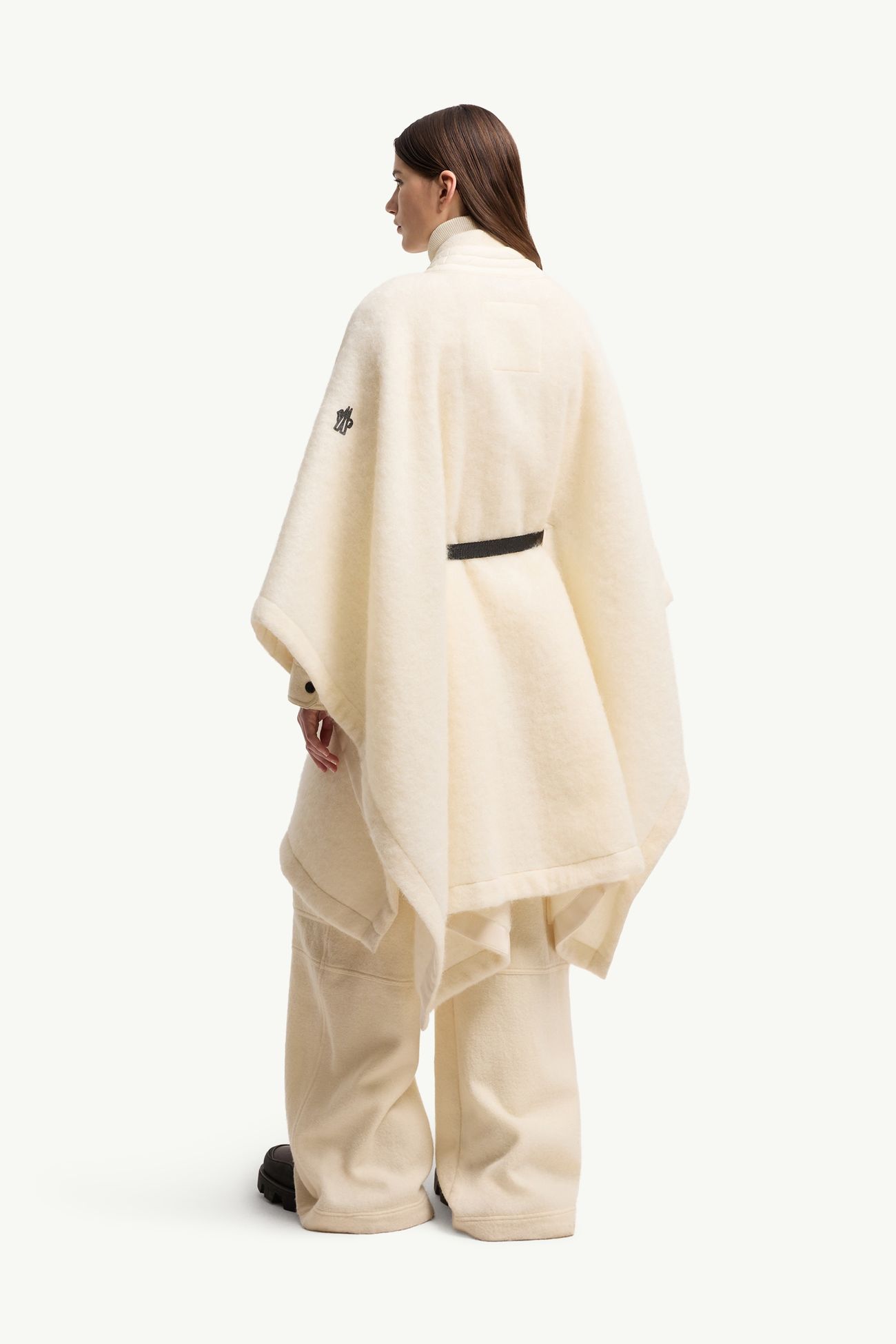 Mohair, Alpaca & Wool Blend Belted Cape Women White Ivory Moncler 4