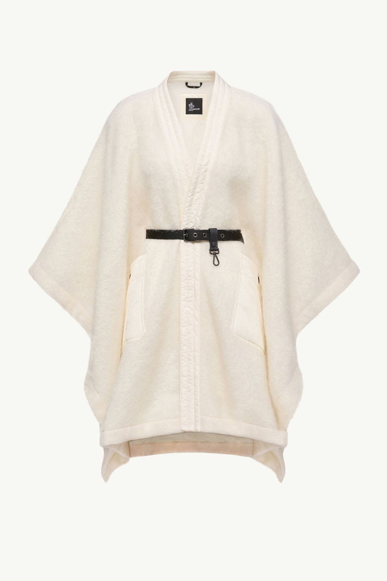 Mohair, Alpaca & Wool Blend Belted Cape Women White Ivory Moncler 2