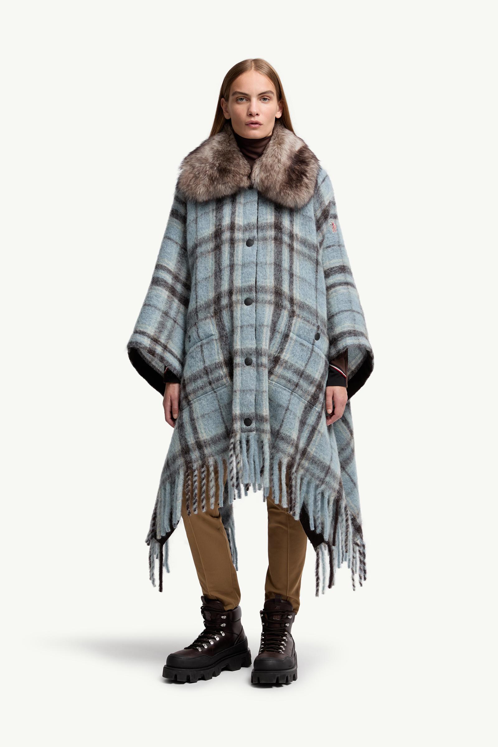 ライトブルー & ブラウン ケープ : マント 向けの レディース