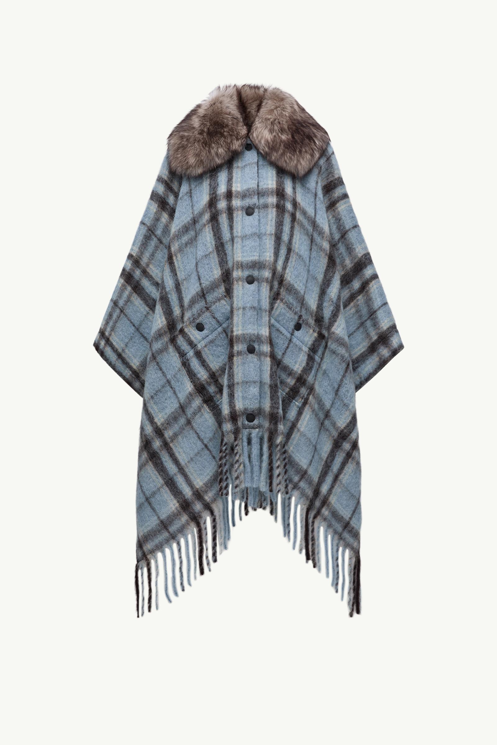 Mohair, Alpaca & Wool Blend Plaid Cape_findInBoutique_image