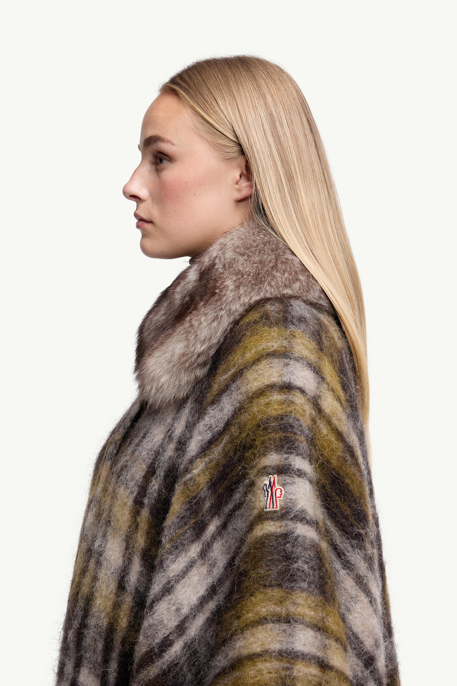 Mohair, Alpaca & Wool Blend Fringed Cape Women Brown Moncler 1