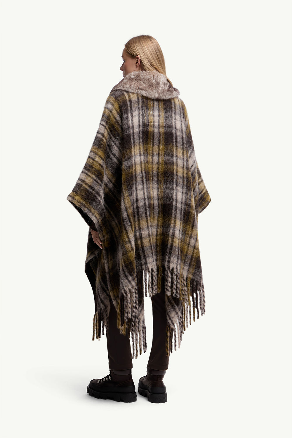 Mohair, Alpaca & Wool Blend Fringed Cape Women Brown Moncler 4
