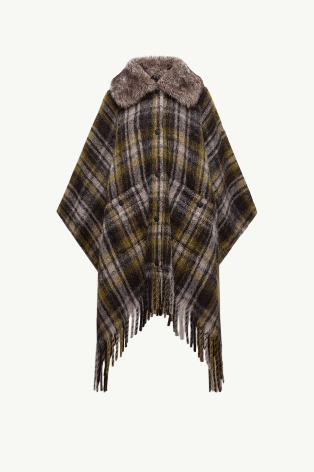 Mohair, Alpaca & Wool Blend Fringed Cape Women Brown Moncler 2