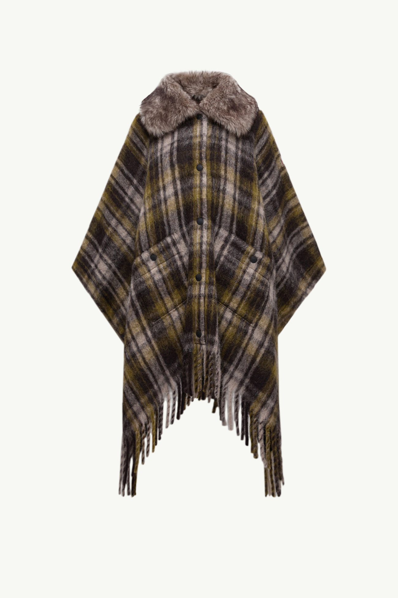Mohair, Alpaca & Wool Blend Fringed Cape Women Brown Moncler 2