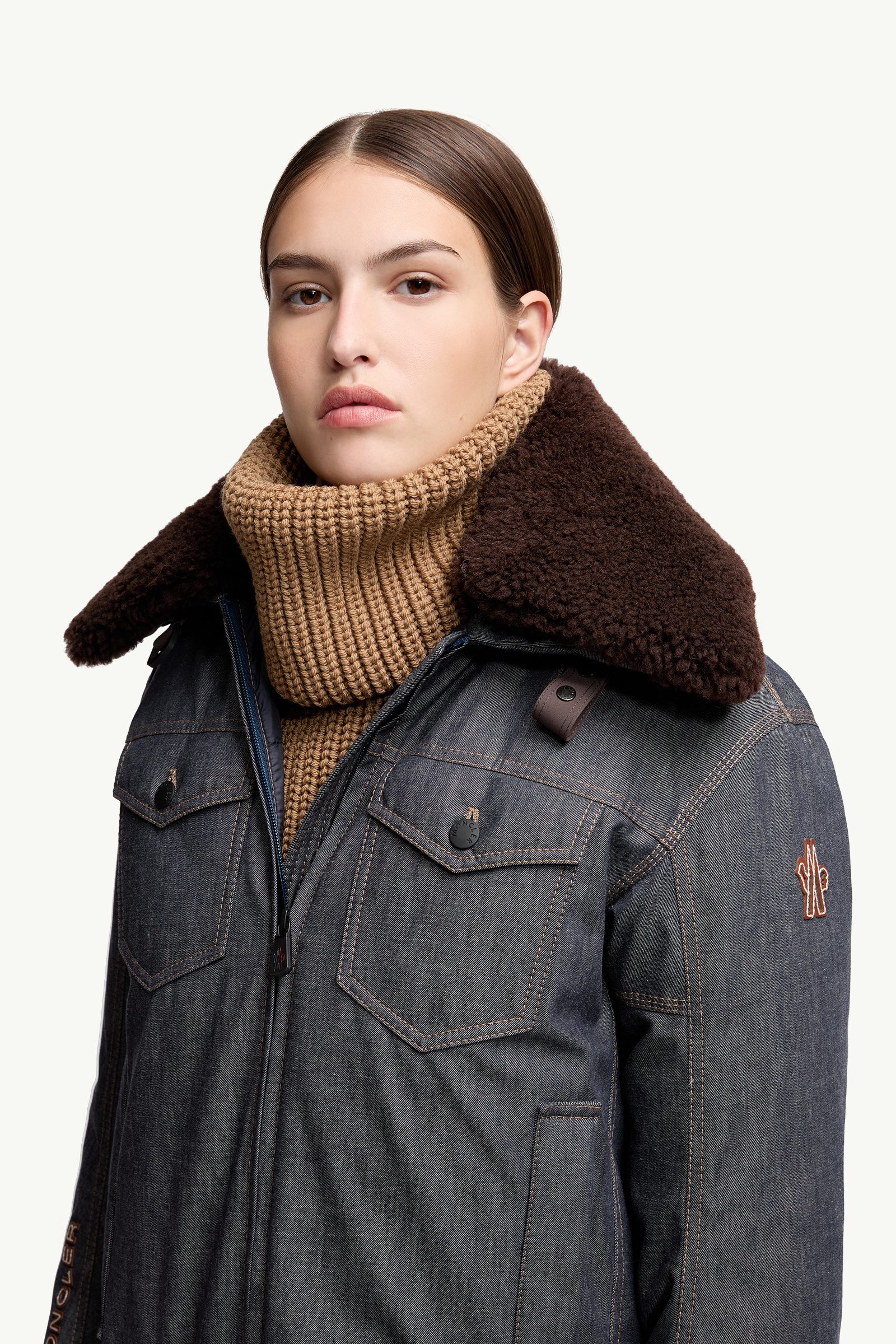 モンクレール　ネックウォーマー Brown Wool Neck Warmer - Scarves & Gloves for Women | Moncler US
