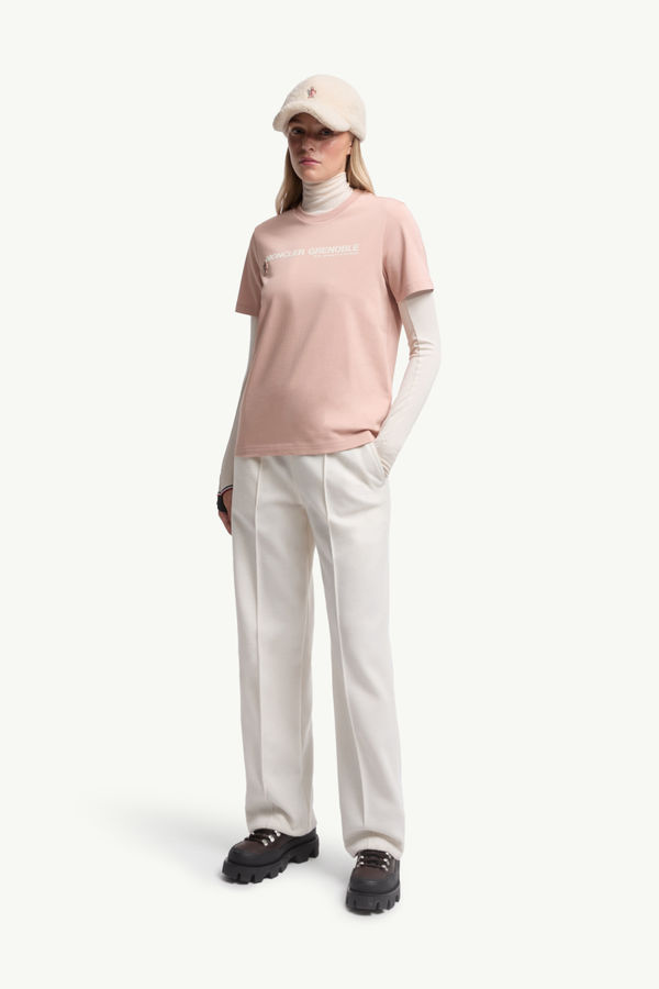 Logo Cotton T-Shirt Women Pink Moncler 0