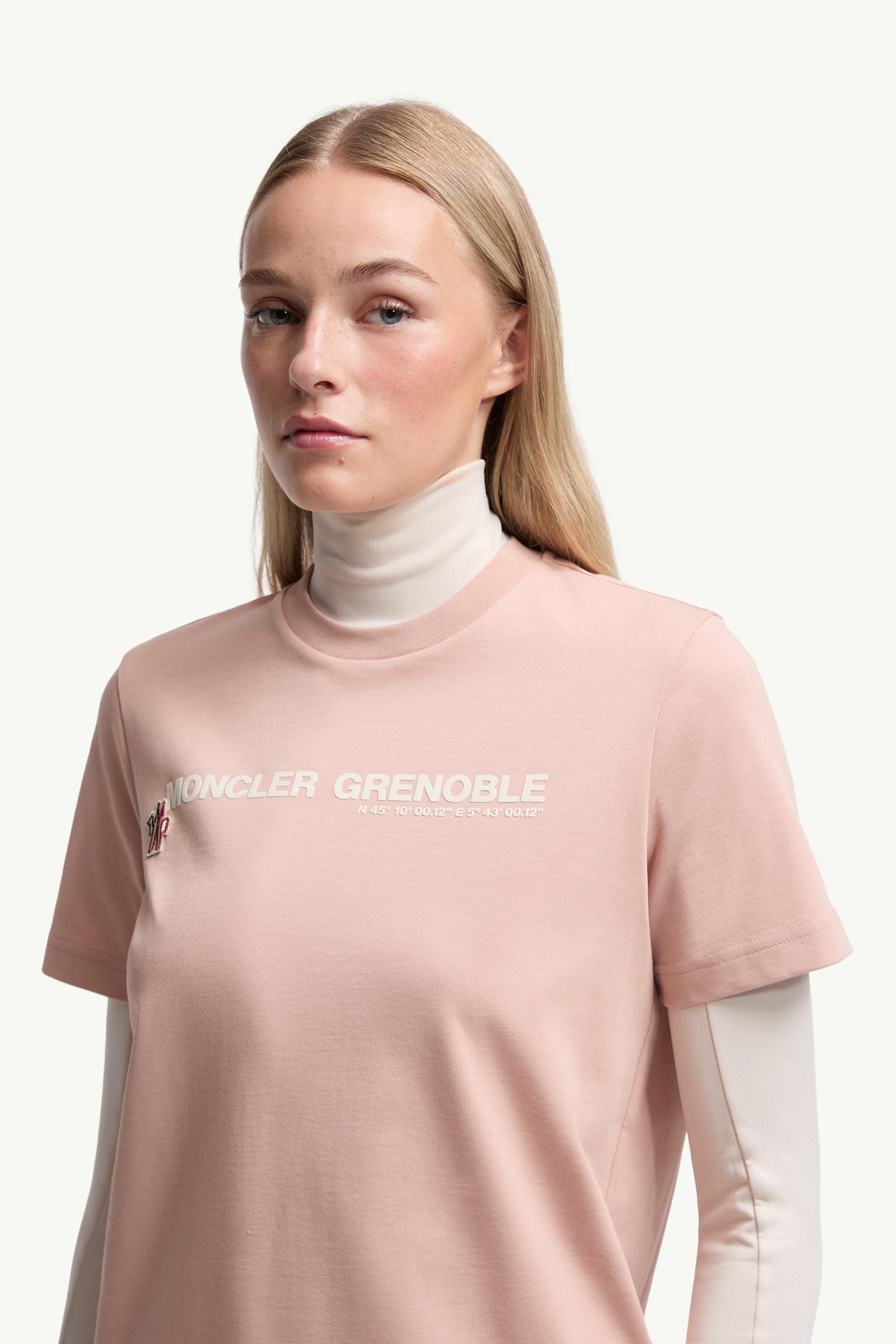 Logo Cotton T-Shirt Women Pink Moncler 1