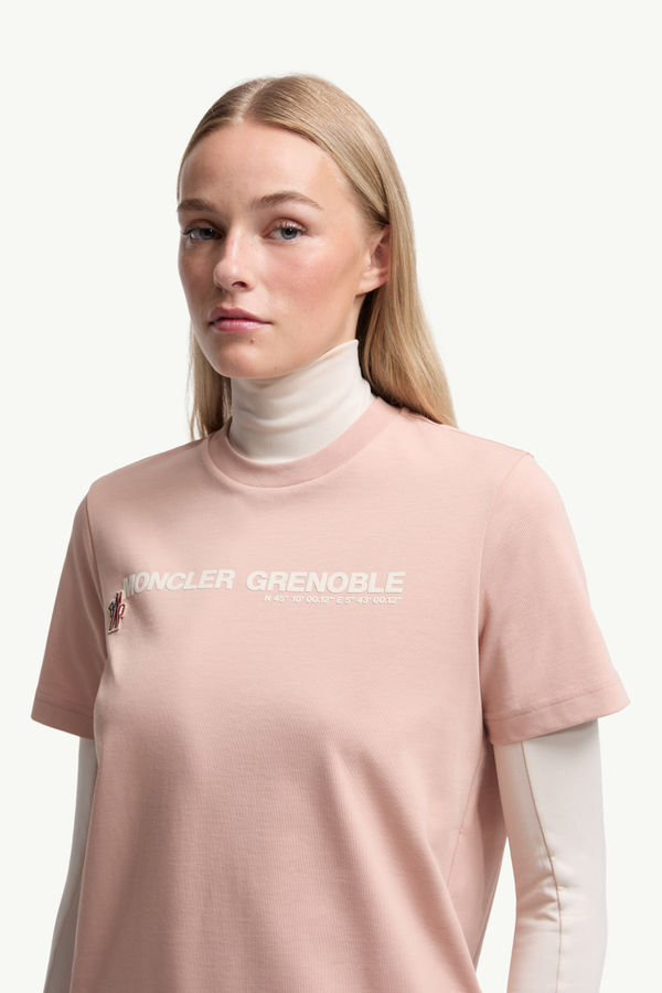 Logo Cotton T-Shirt Women Pink Moncler 1