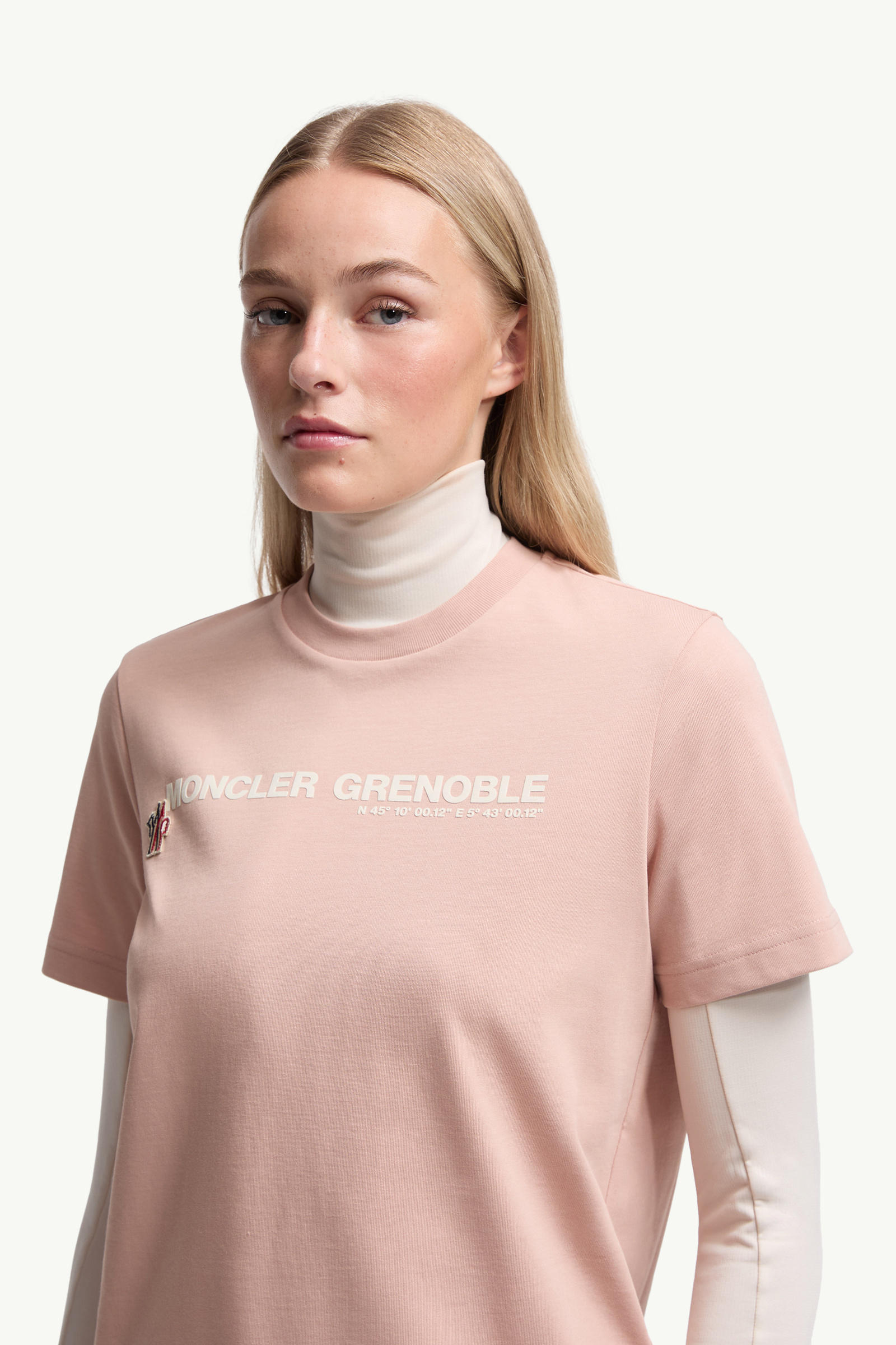 Logo Cotton T-Shirt Women Pink Moncler 1