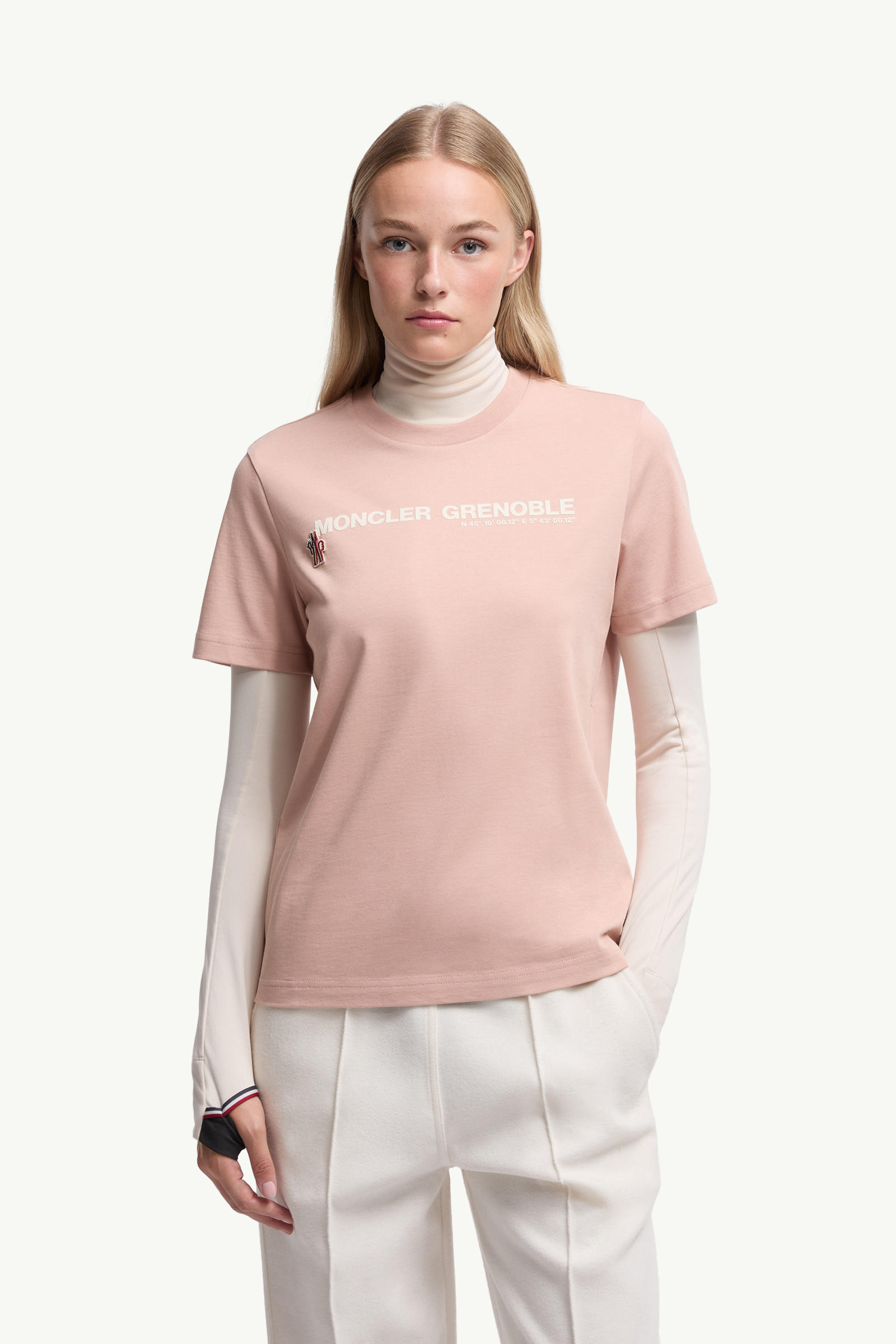 Logo Cotton T-Shirt Women Pink Moncler 3