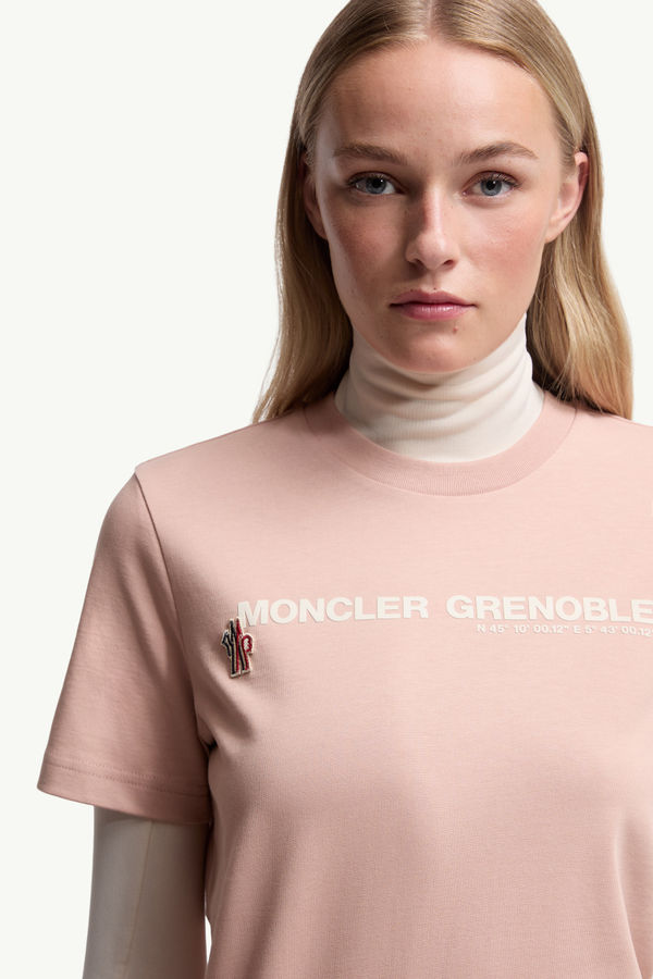 Logo Cotton T-Shirt Women Pink Moncler 5