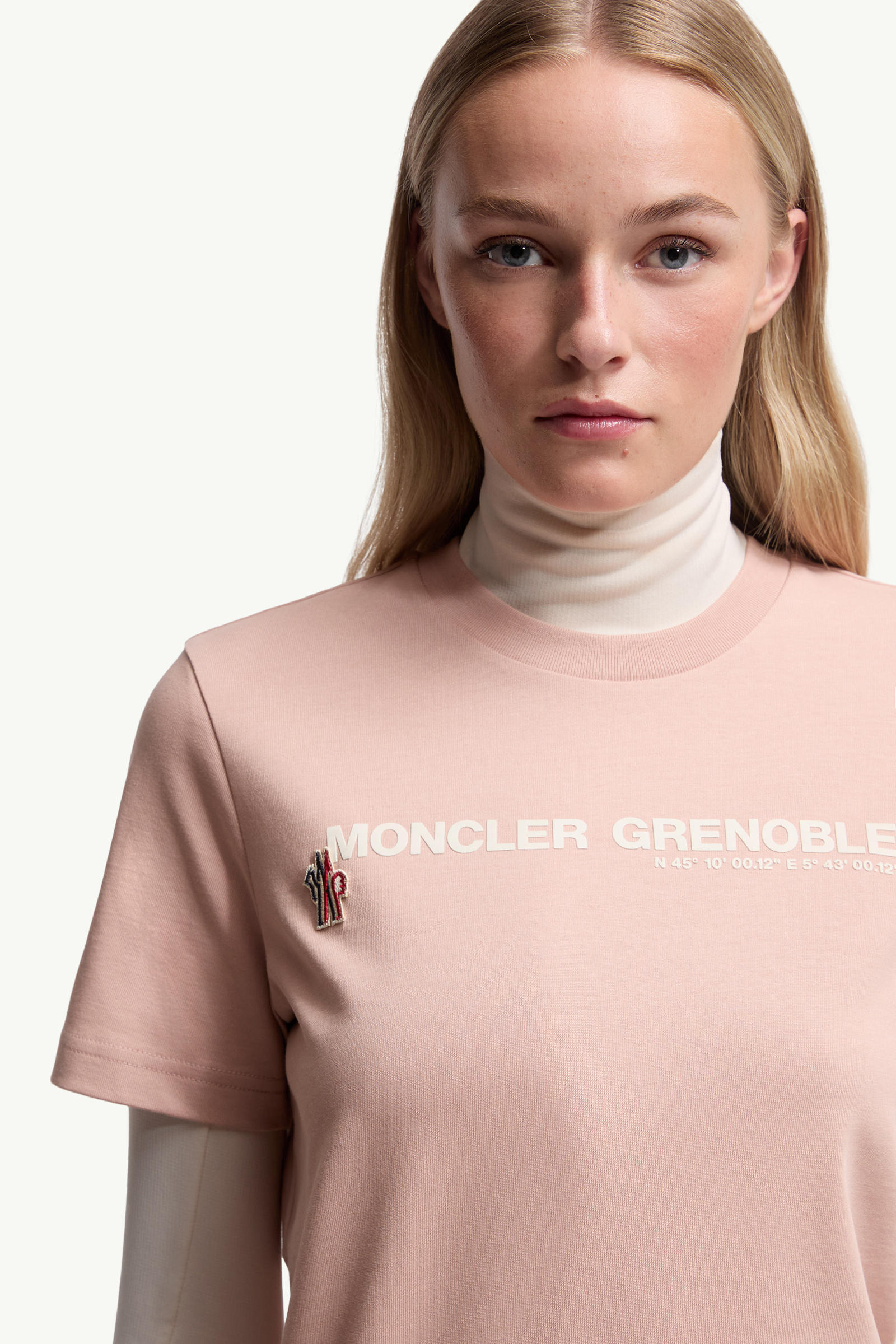 Logo Cotton T-Shirt Women Pink Moncler 5