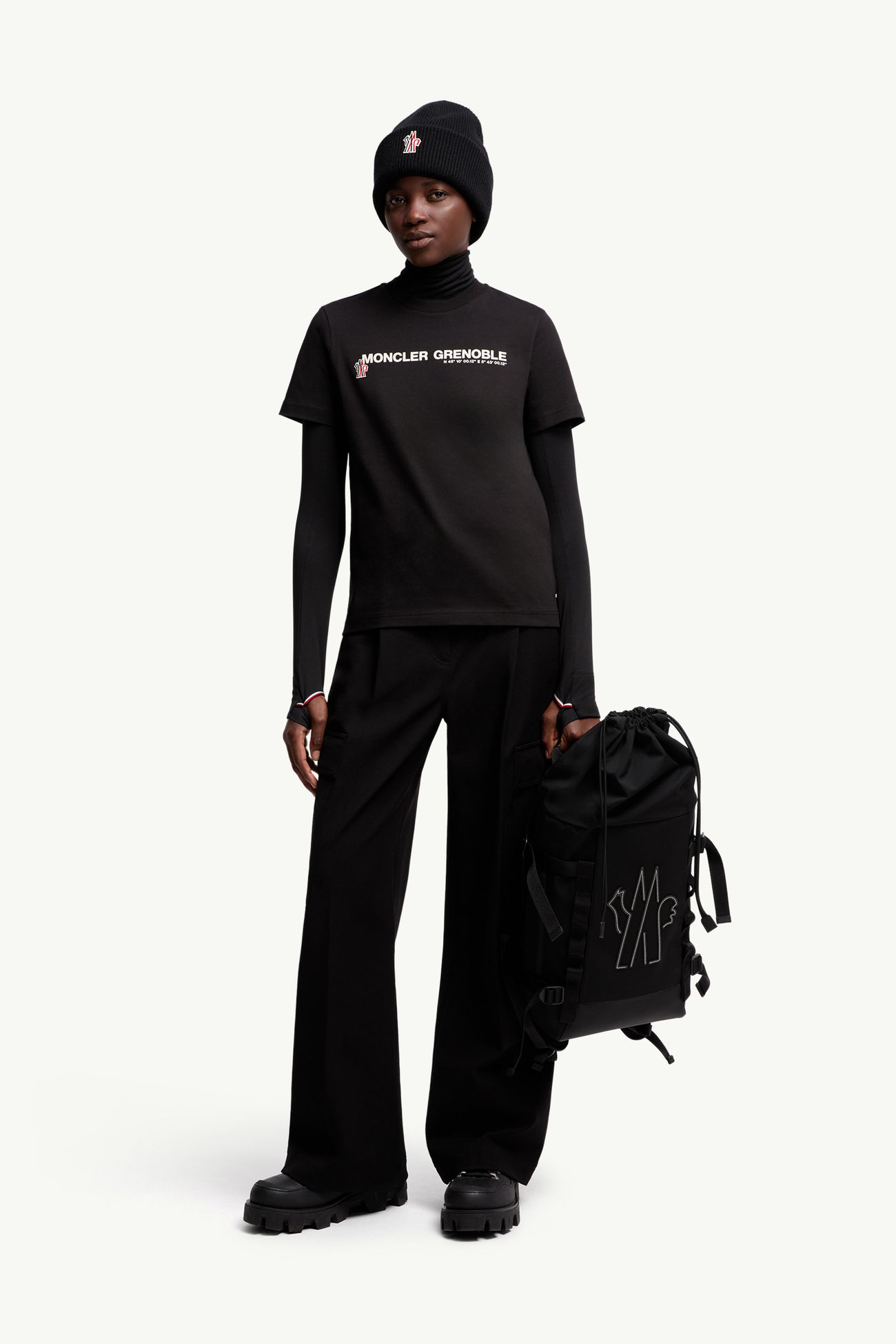 Camiseta de algodón con logotipo Mujer Negro Moncler 0