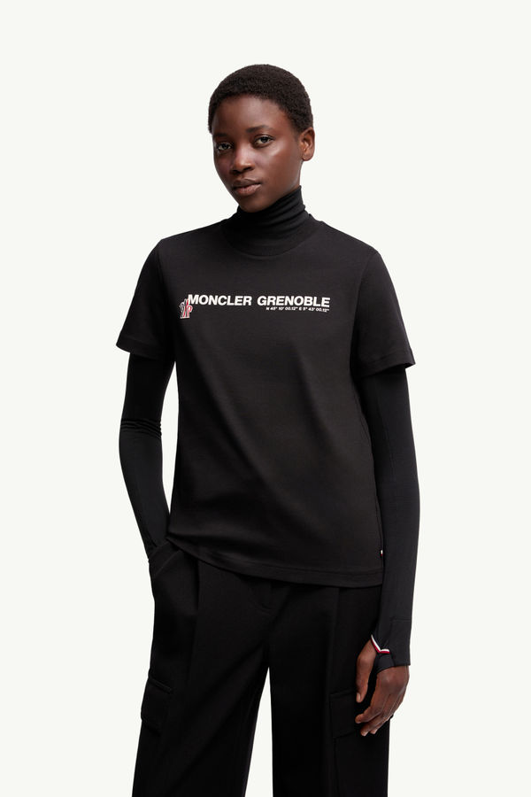 Logo Cotton T-Shirt Women Black Moncler 3