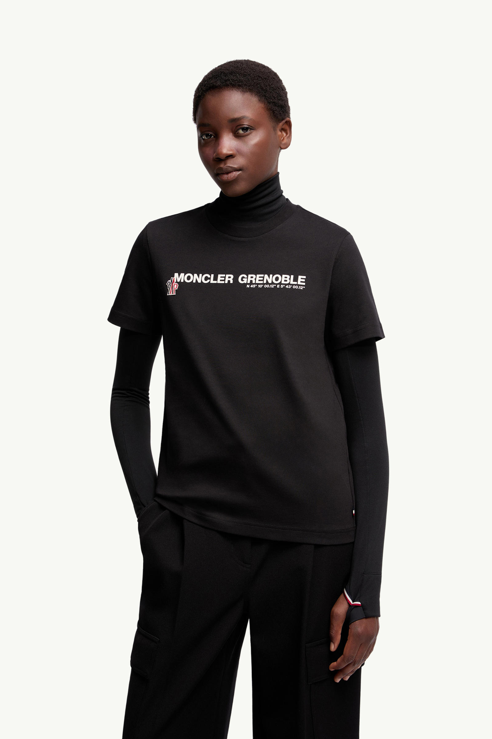 Logo Cotton T-Shirt Women Black Moncler 3