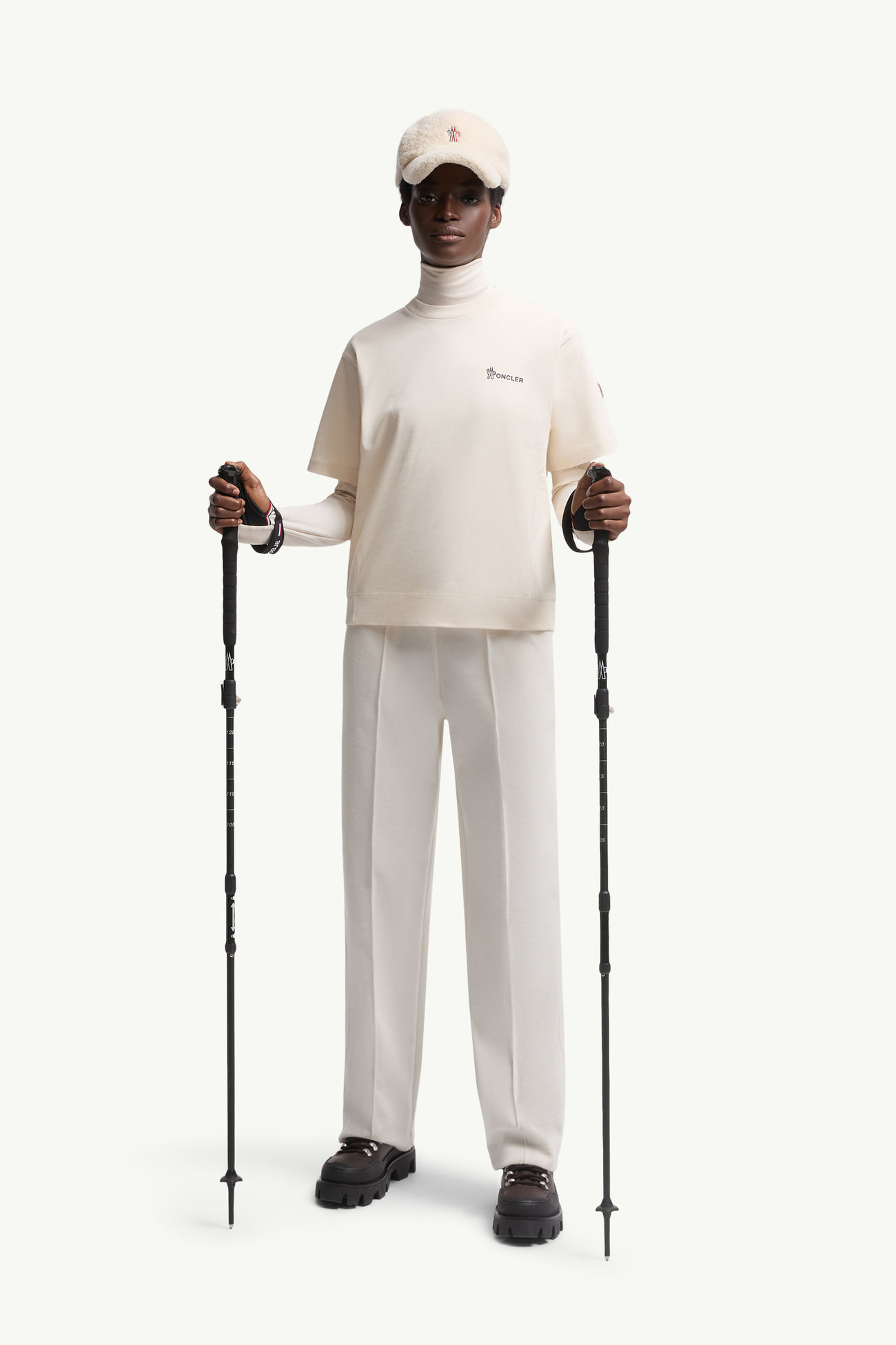 T-shirt en coton à logo embossé Femmes Blanc Moncler 0