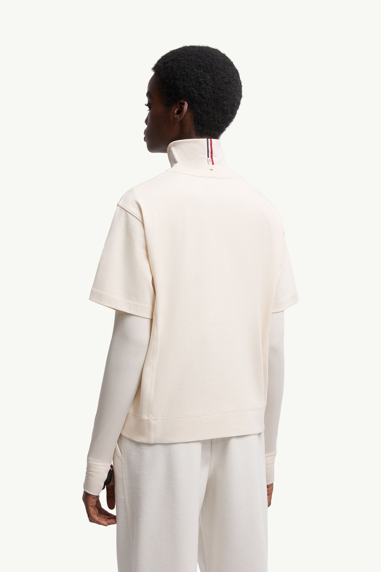 Camiseta de algodón con logotipo en relieve Mujer Blanco Moncler 4