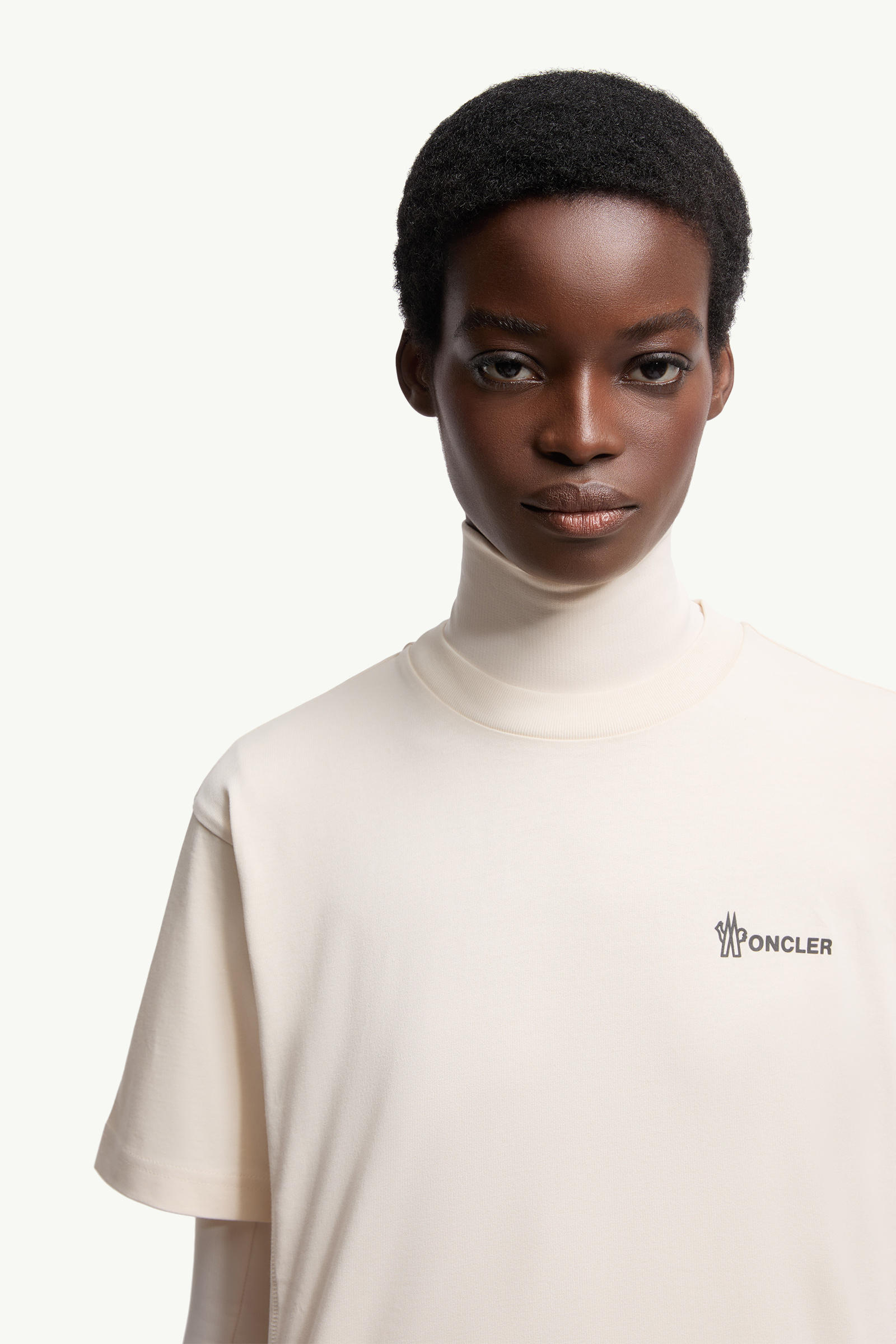 Embossed Logo Cotton T-Shirt Women White Moncler 5