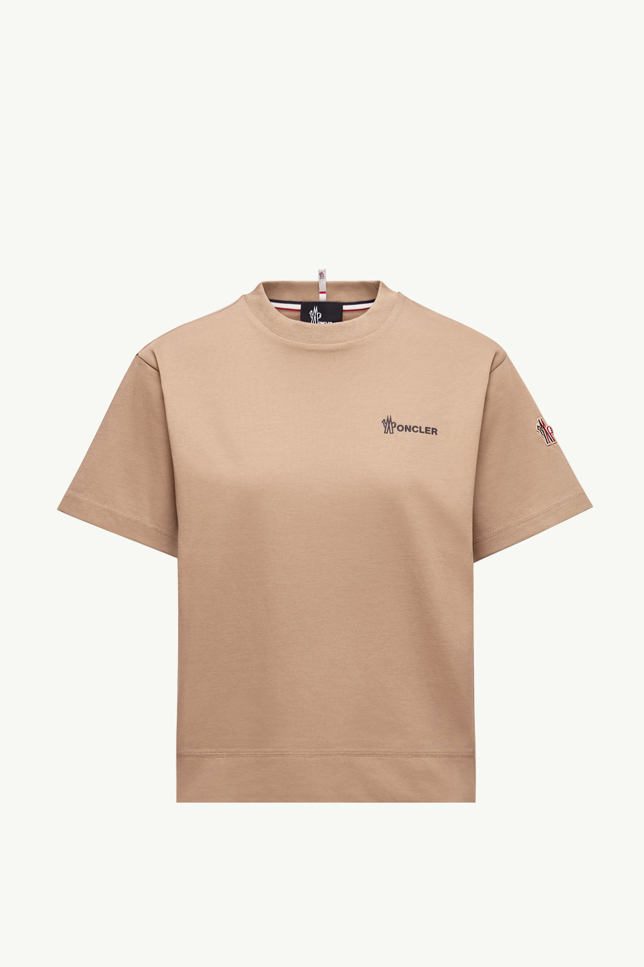 T-shirt in cotone con logo a rilievo Donna Beige Moncler 2
