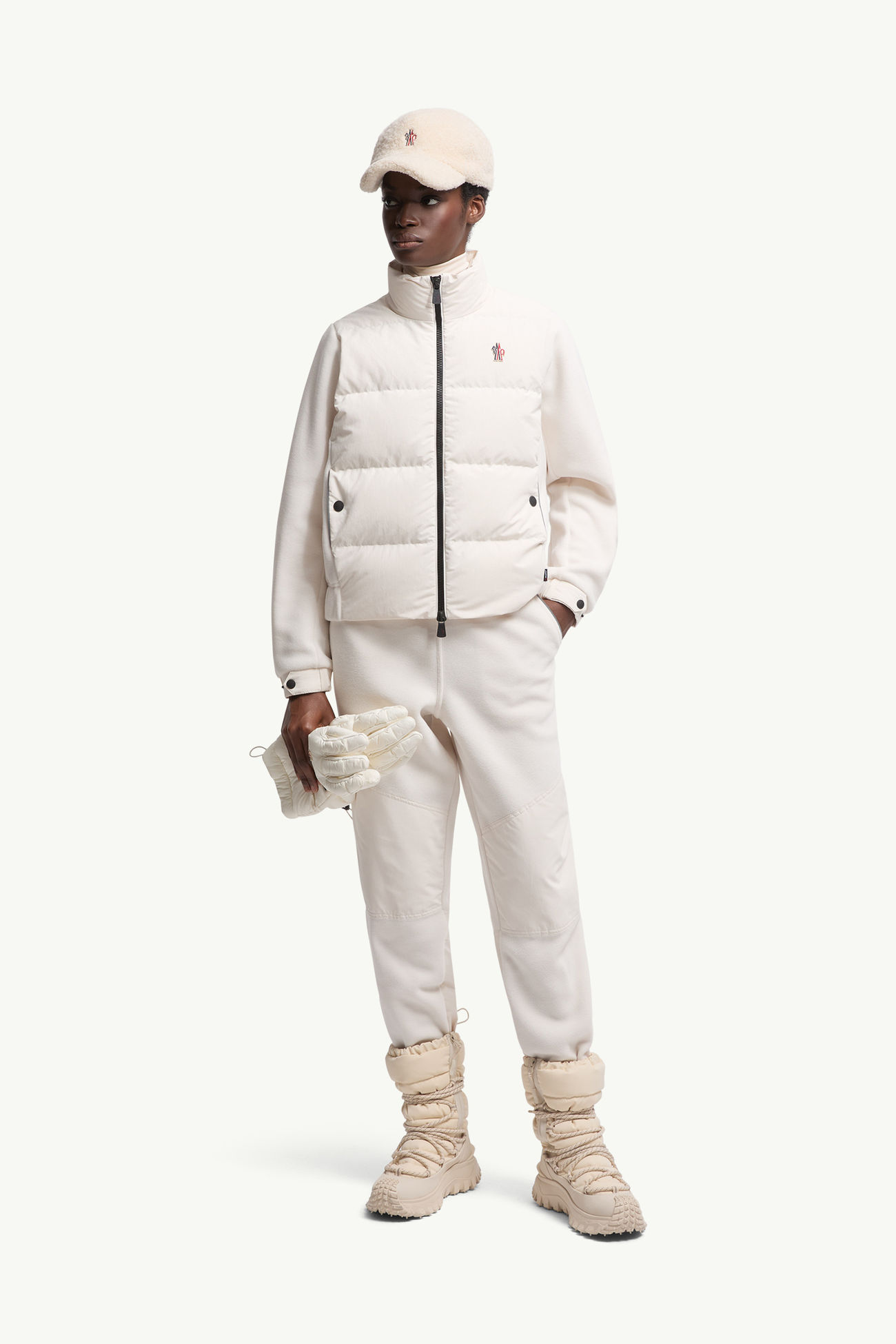 Gepolsterter Kapuzenpullover mit Reißverschluss aus Polartec® Damen Weiß Moncler 0