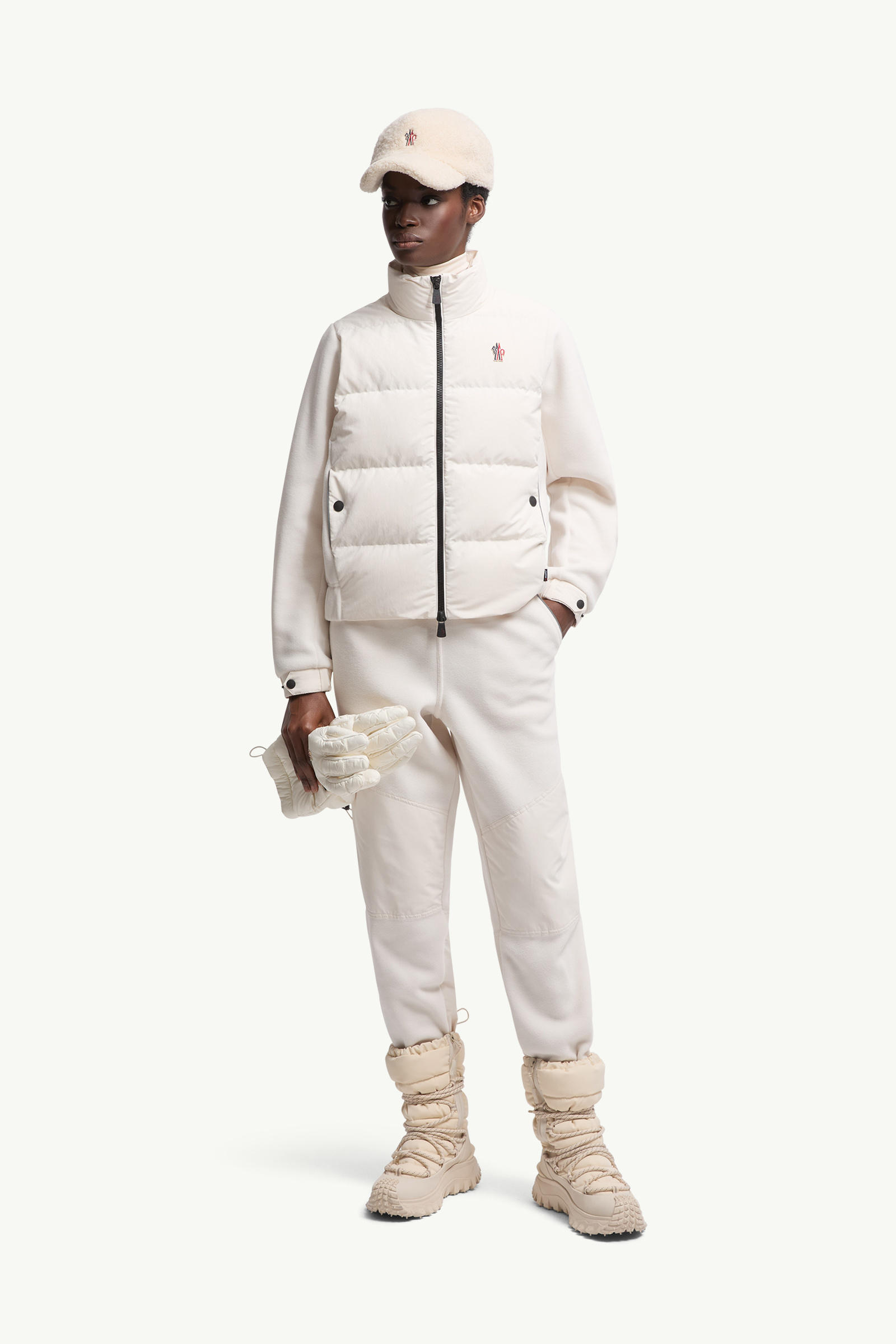 Polartec® Padded Zip-Up Hoodie Women White Moncler 0