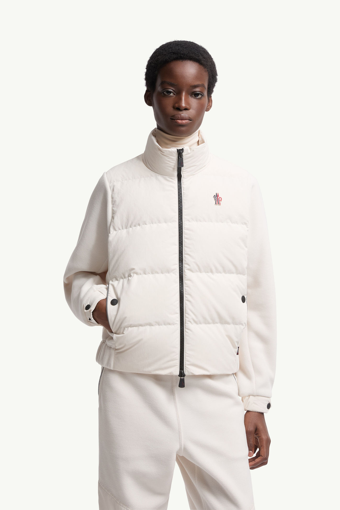 Gepolsterter Kapuzenpullover mit Reißverschluss aus Polartec® Damen Weiß Moncler 3