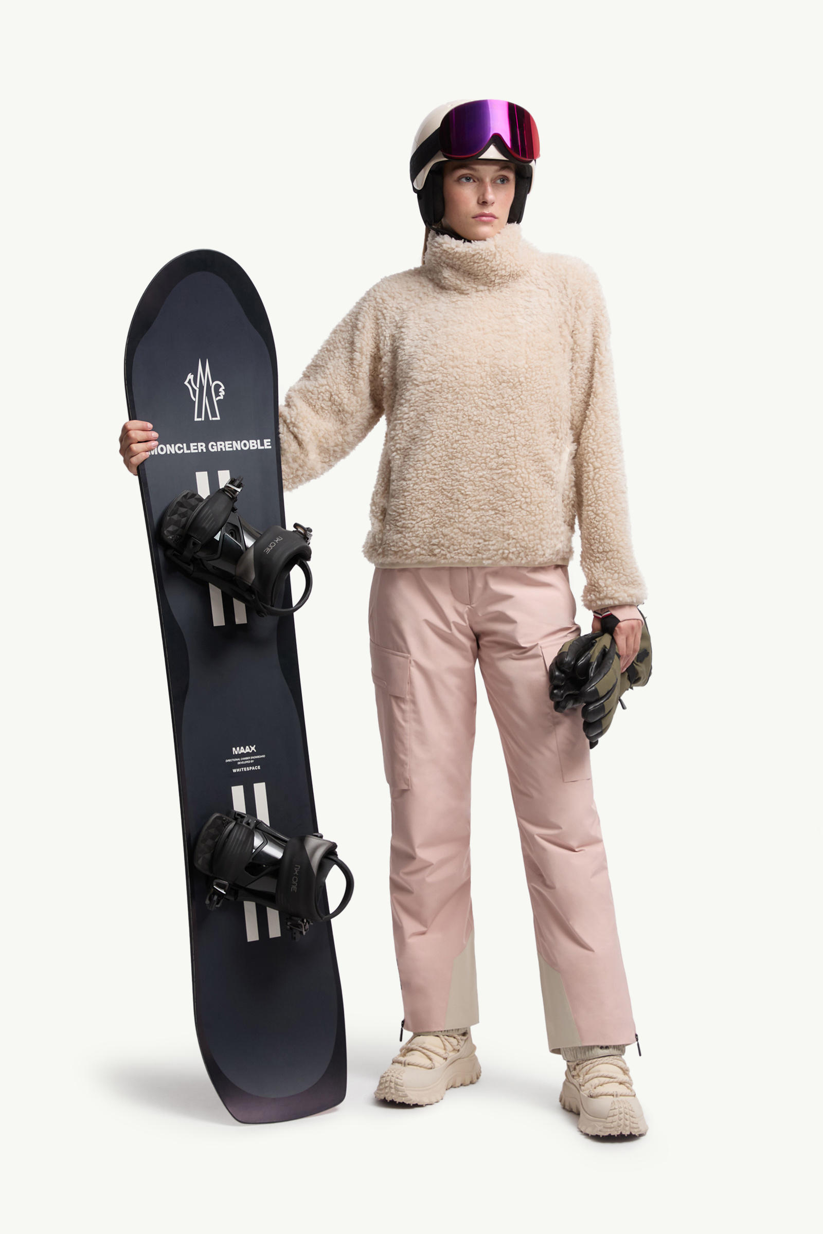 Teddy Turtleneck Sweatshirt Women Light Beige Moncler 0