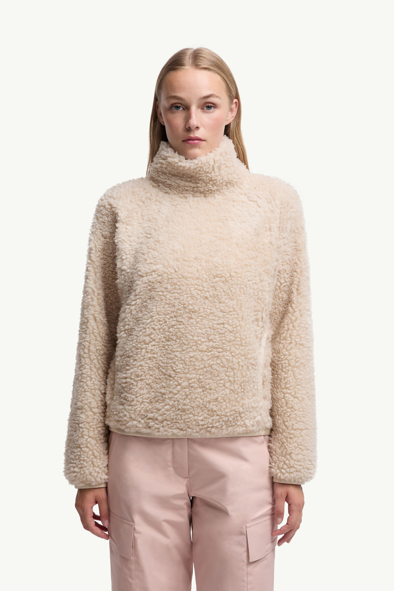Teddy Turtleneck Sweatshirt Women Light Beige Moncler 3