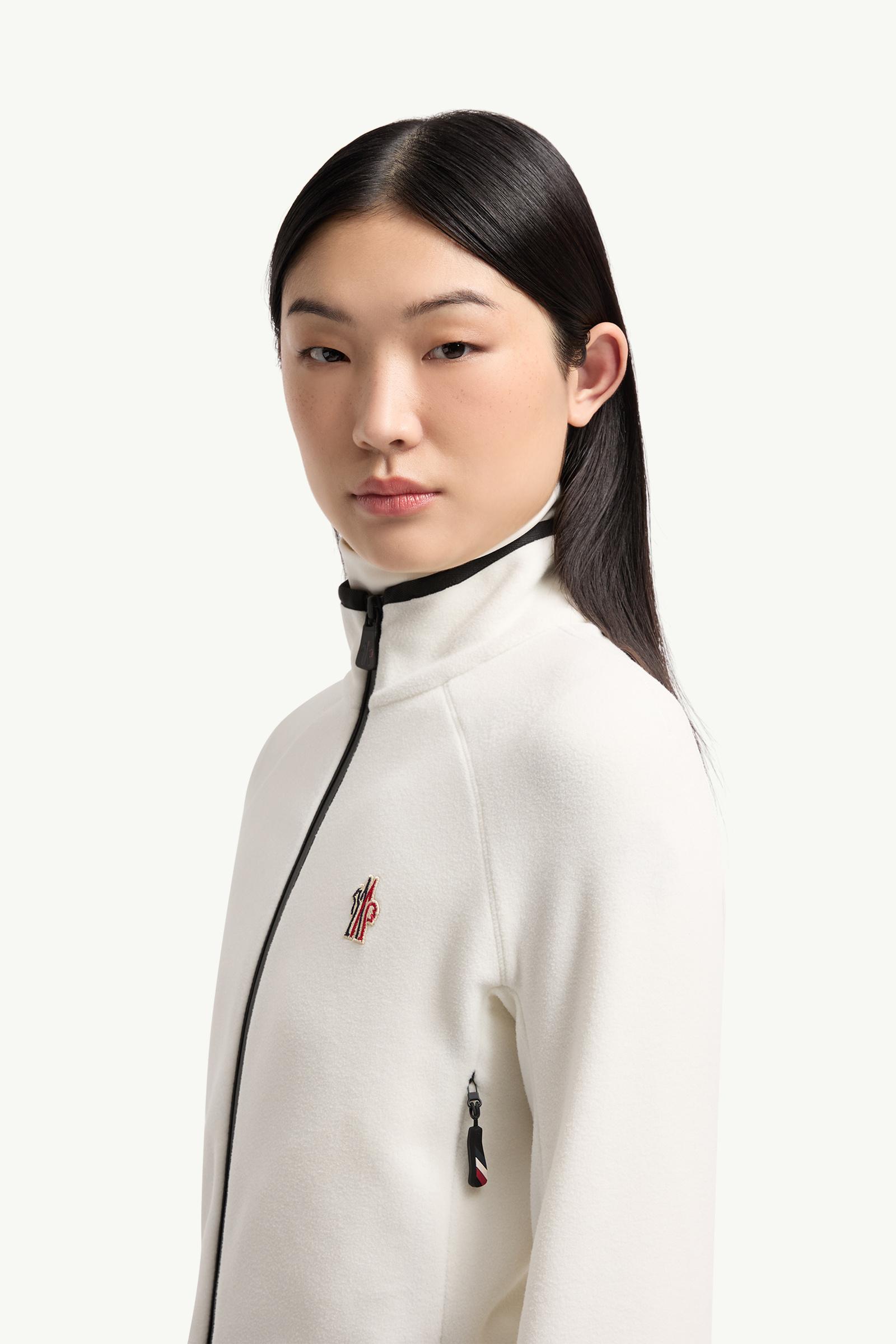 Fleece Zip-Up Sweatshirt Women White Moncler 1
