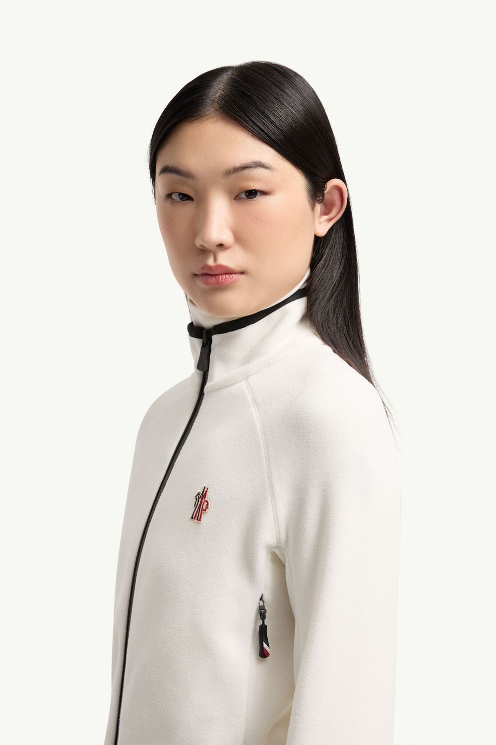 Fleece Zip-Up Sweatshirt Women White Moncler 1