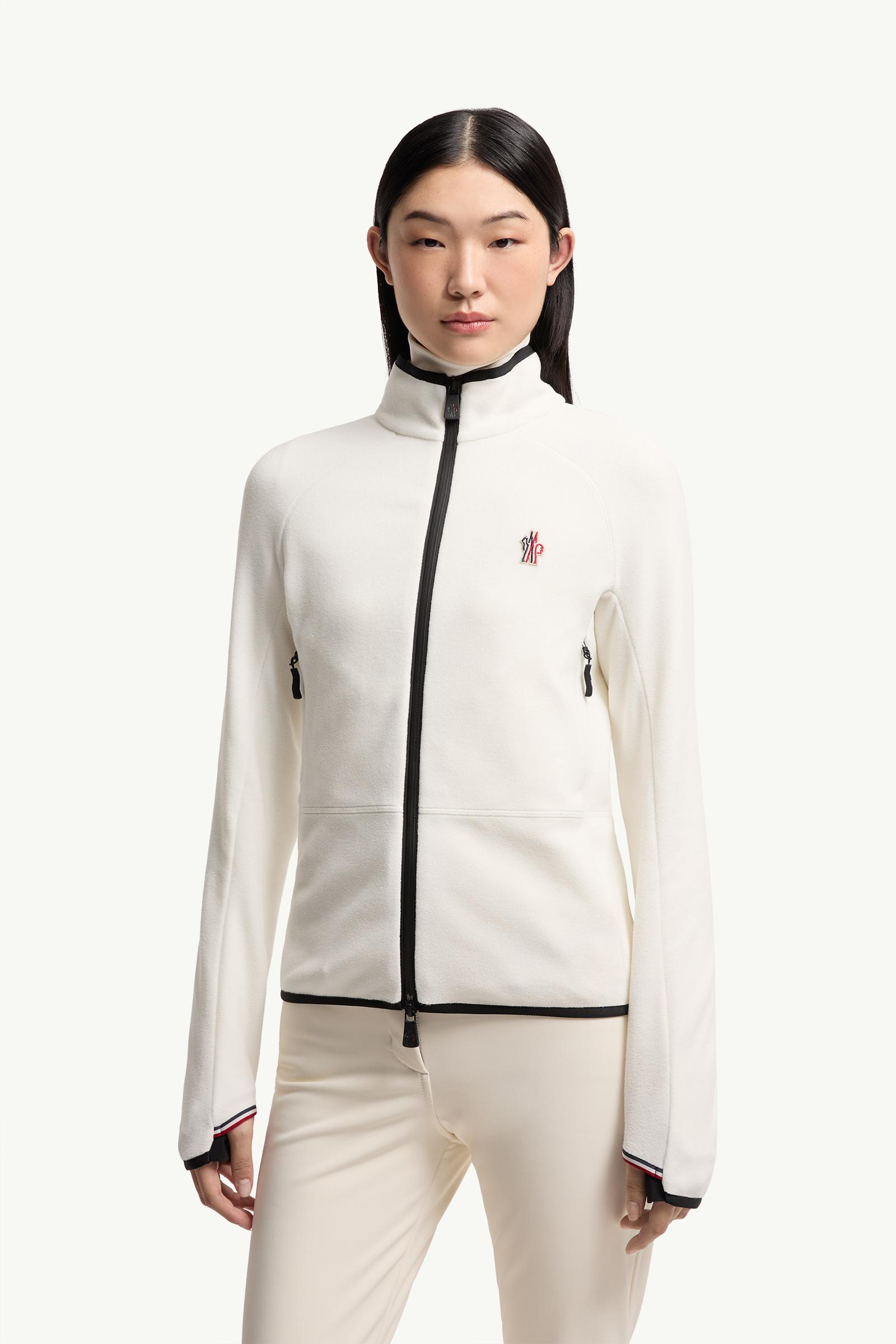 White Fleece Zip-Up Sweatshirt - Sweatshirts for Women | Moncler US