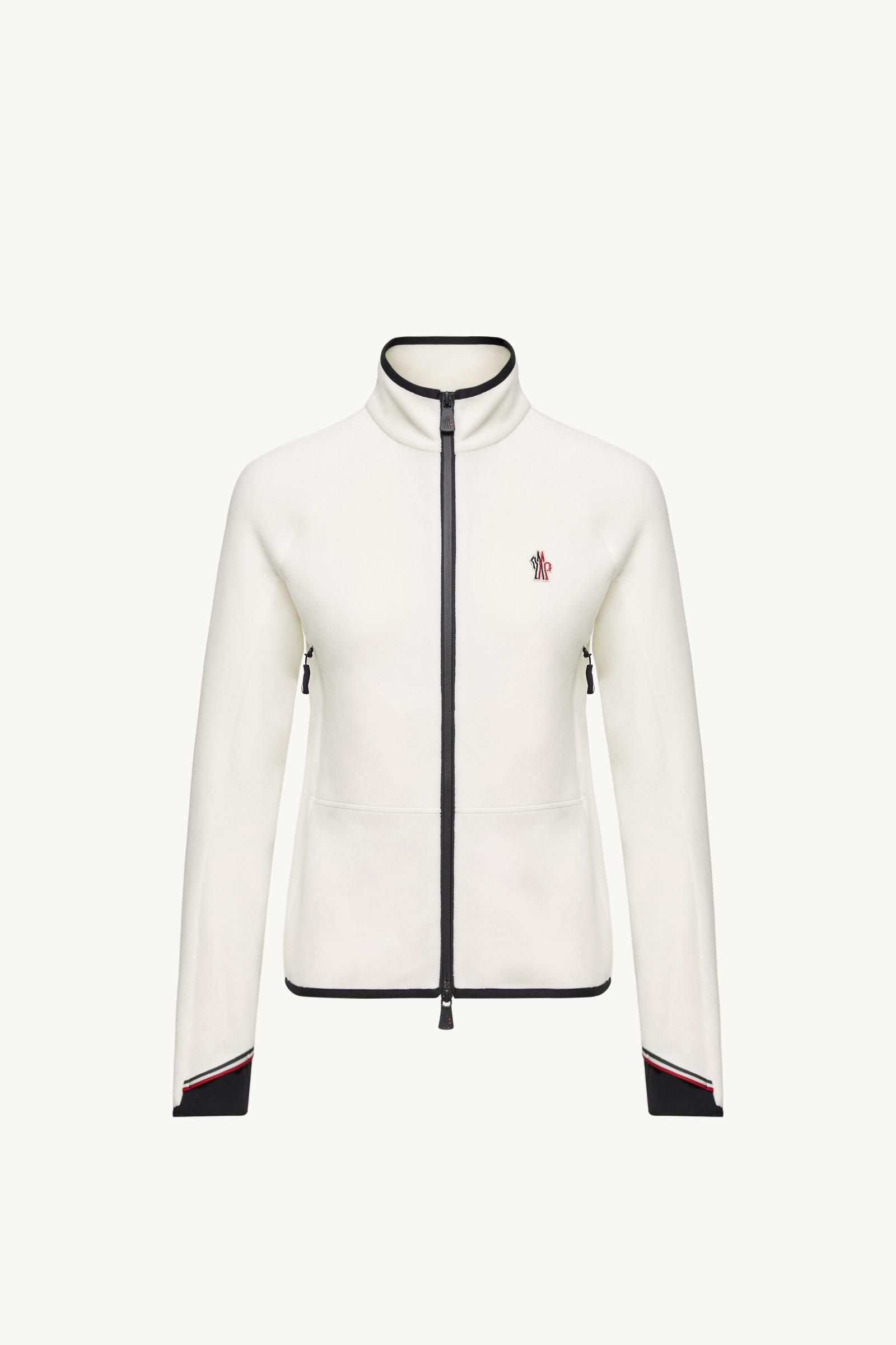 White Fleece Zip-Up Sweatshirt - Sweatshirts for Women | Moncler US