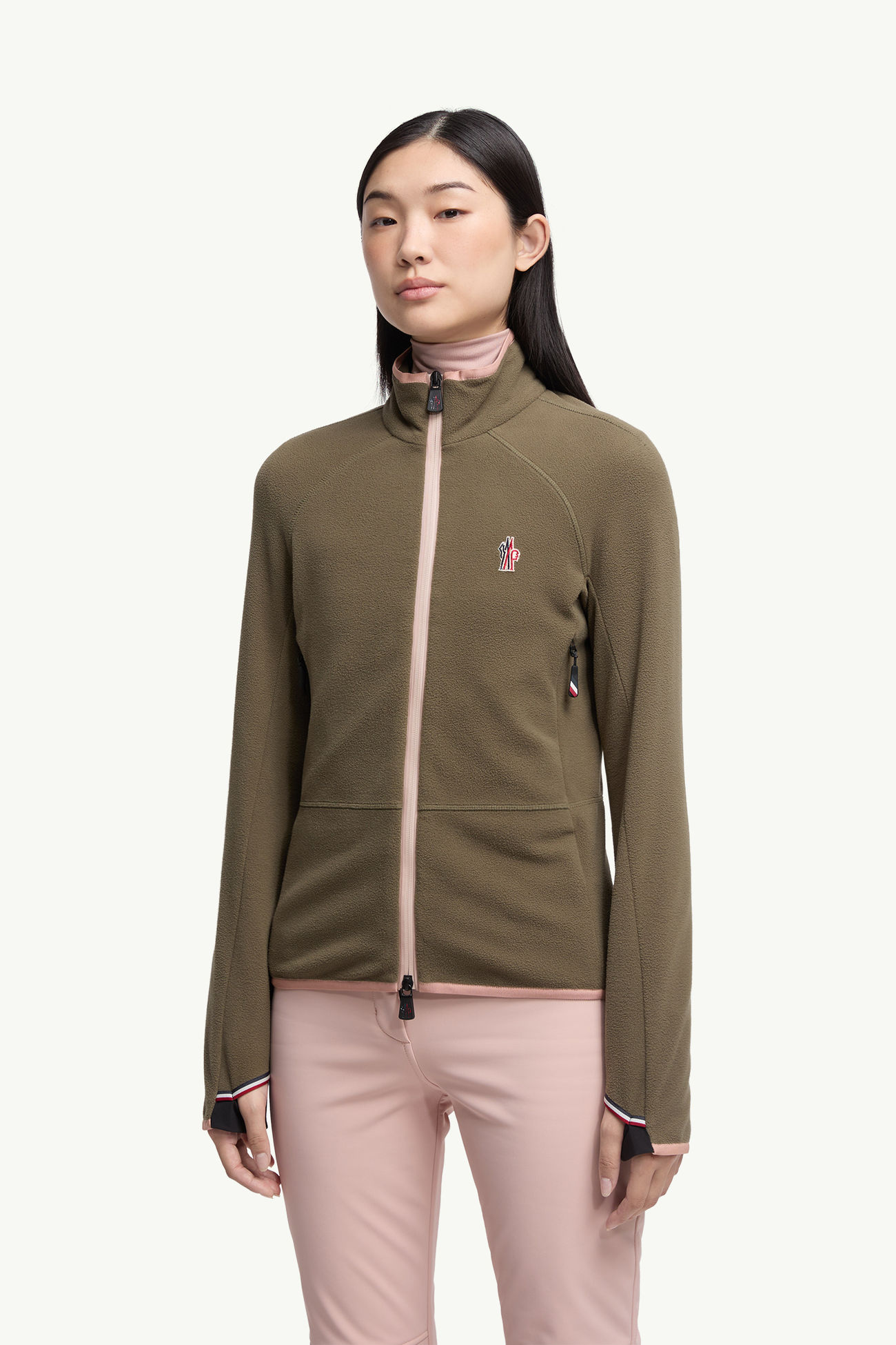 Fleece-Sweatshirt mit Reißverschluss Damen Olivgrün Moncler 3