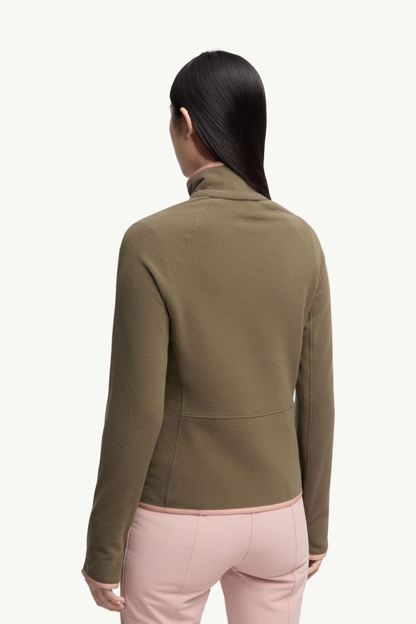 Fleece Zip-Up Sweatshirt Women Olive Green Moncler 4