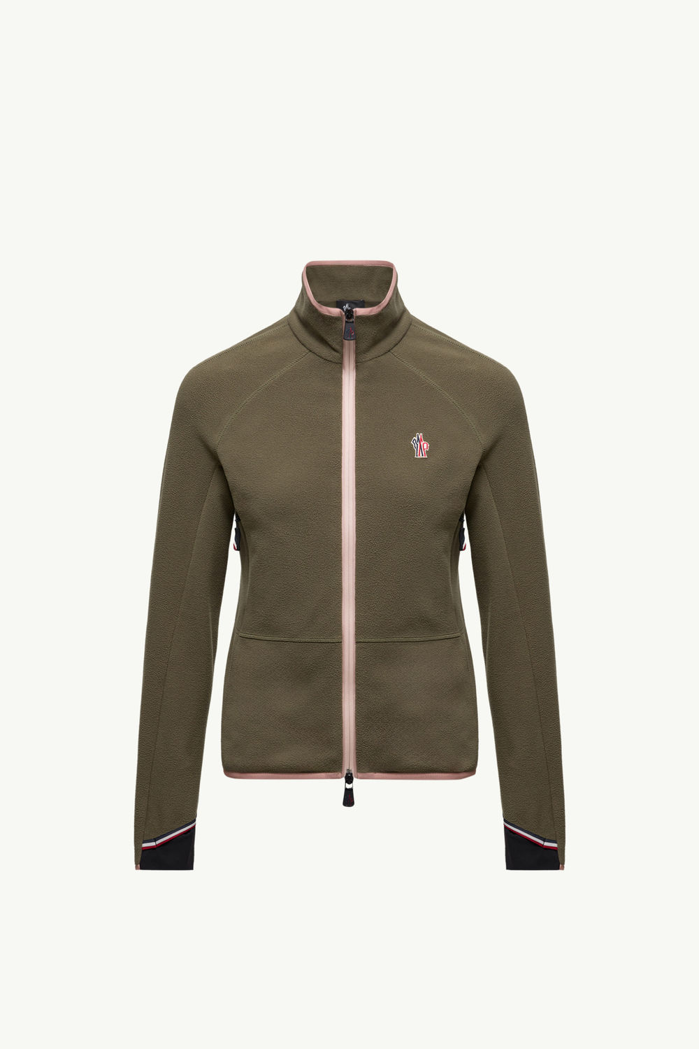 Fleece Zip-Up Sweatshirt Women Olive Green Moncler 2