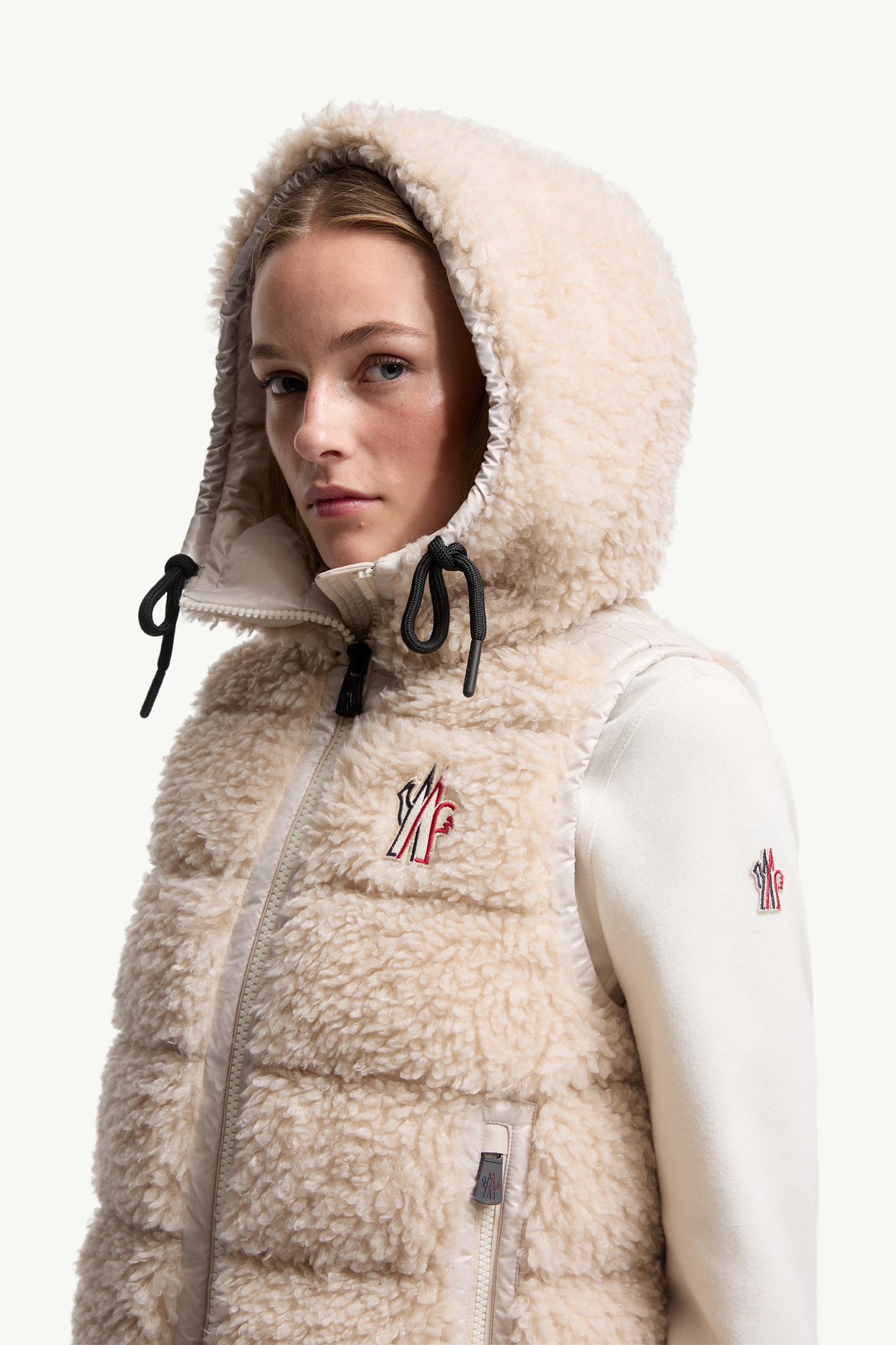Gilet zippé en teddy matelassé Femmes Beige Clair Moncler 1