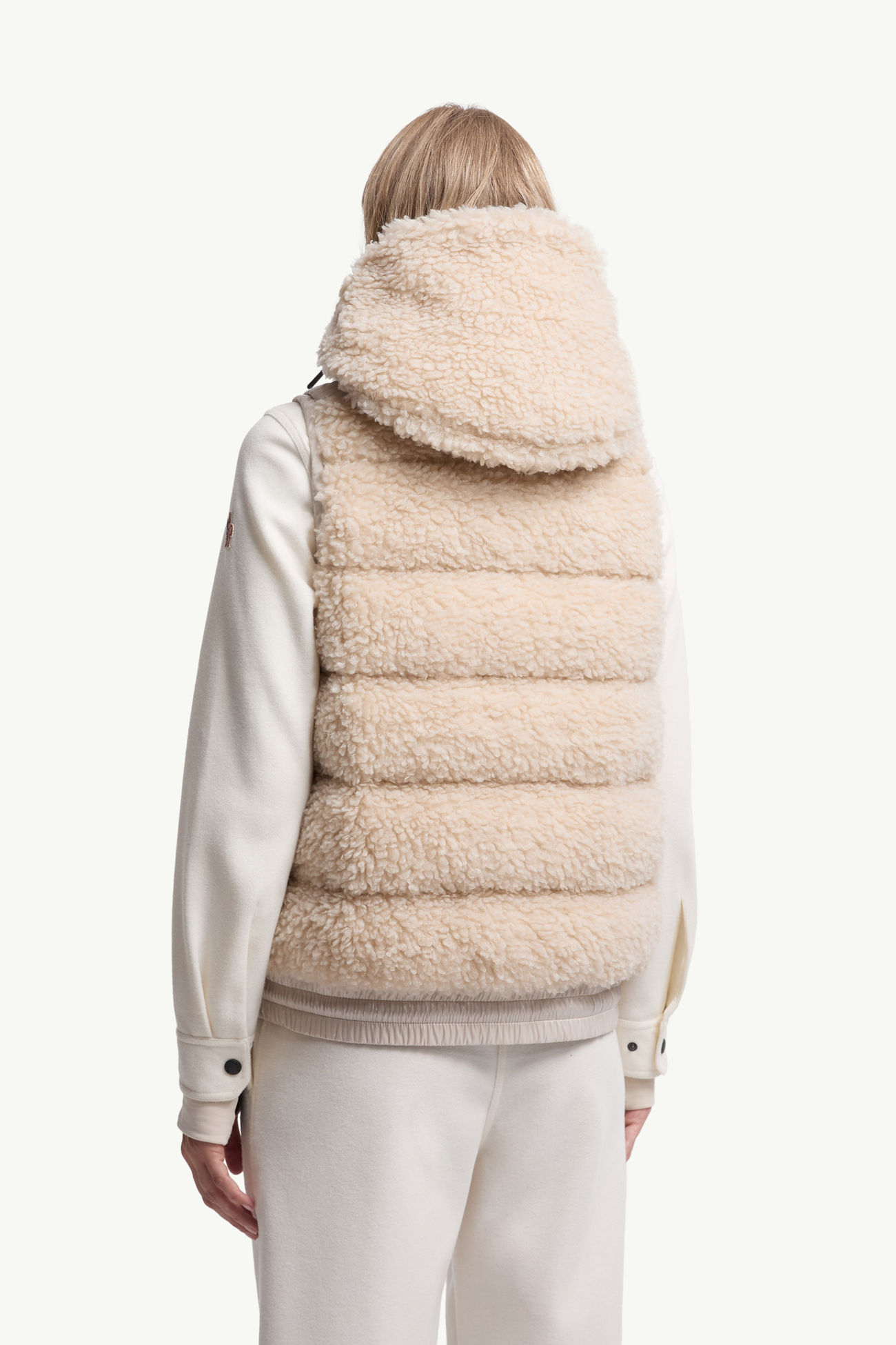 夾層泰迪布拉鏈背心 女士 淺米色 Moncler 4