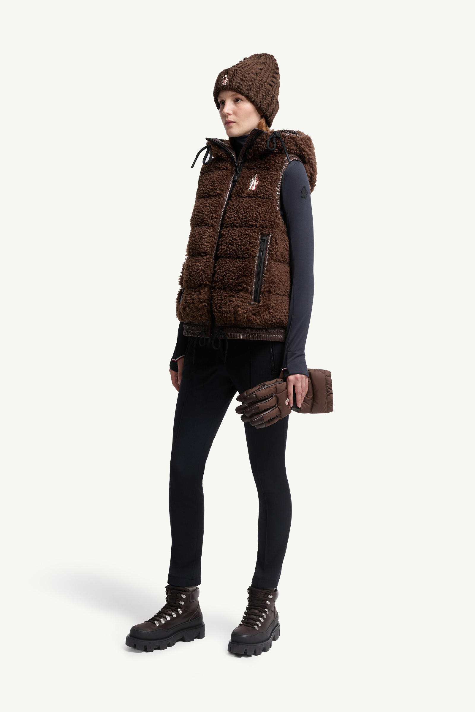 Teddy Padded Gilet Women Brown Moncler 0