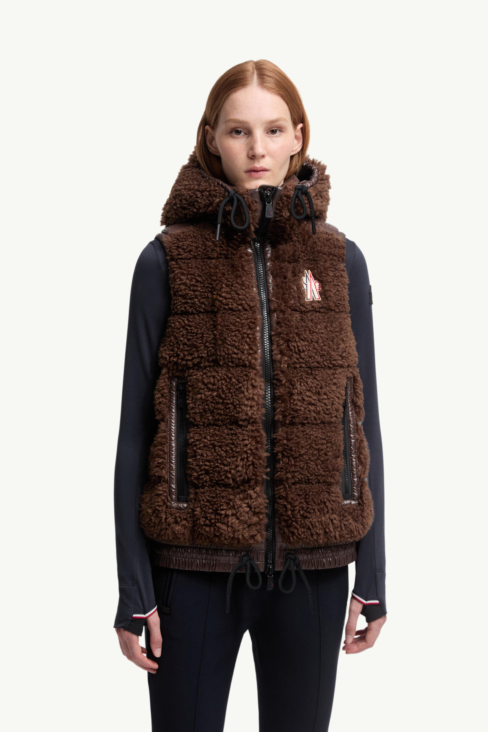 Teddy Padded Gilet Women Brown Moncler 3