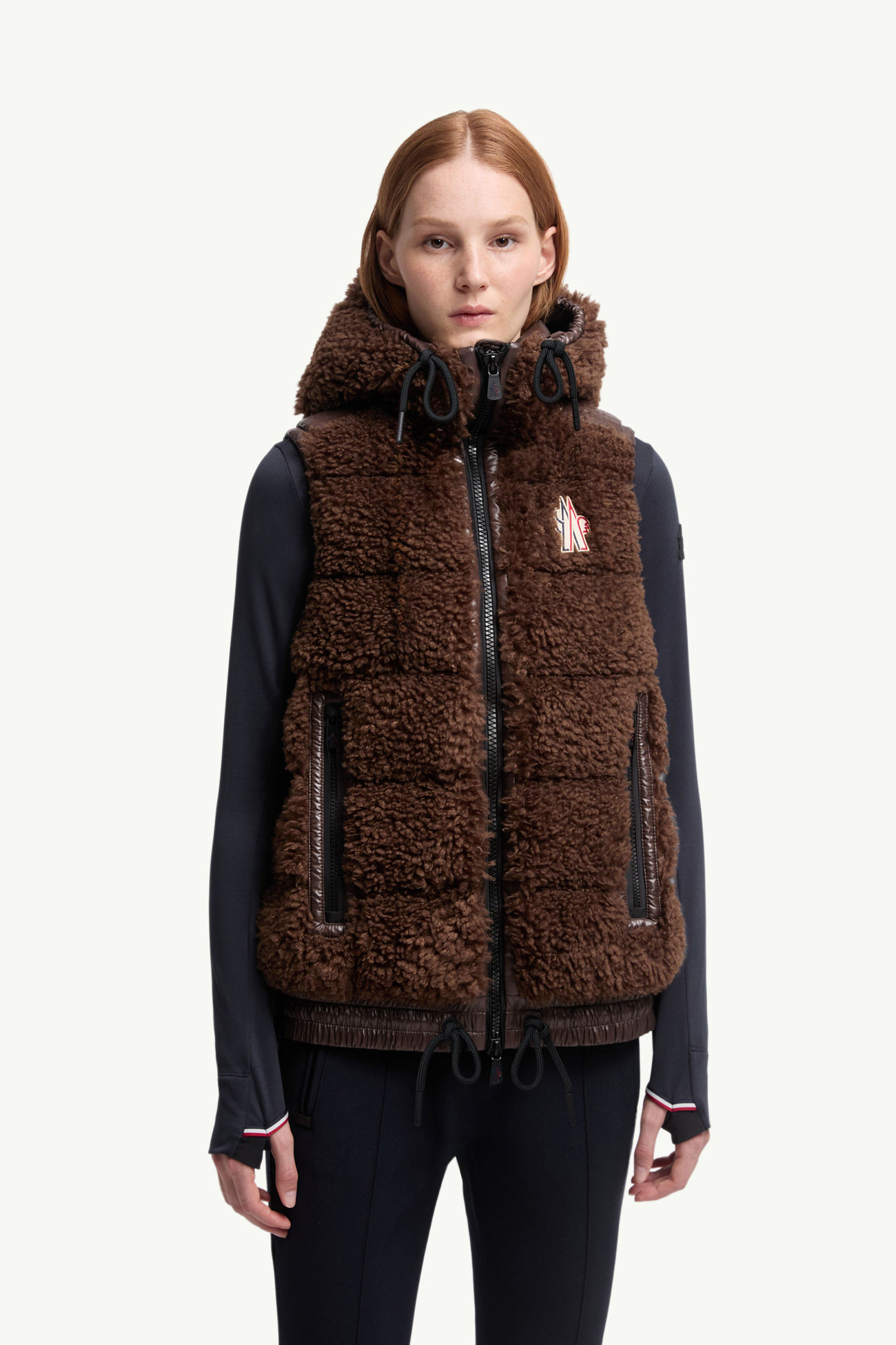 Wattierte Teddy-Weste mit Reißverschluss Damen Braun Moncler 3