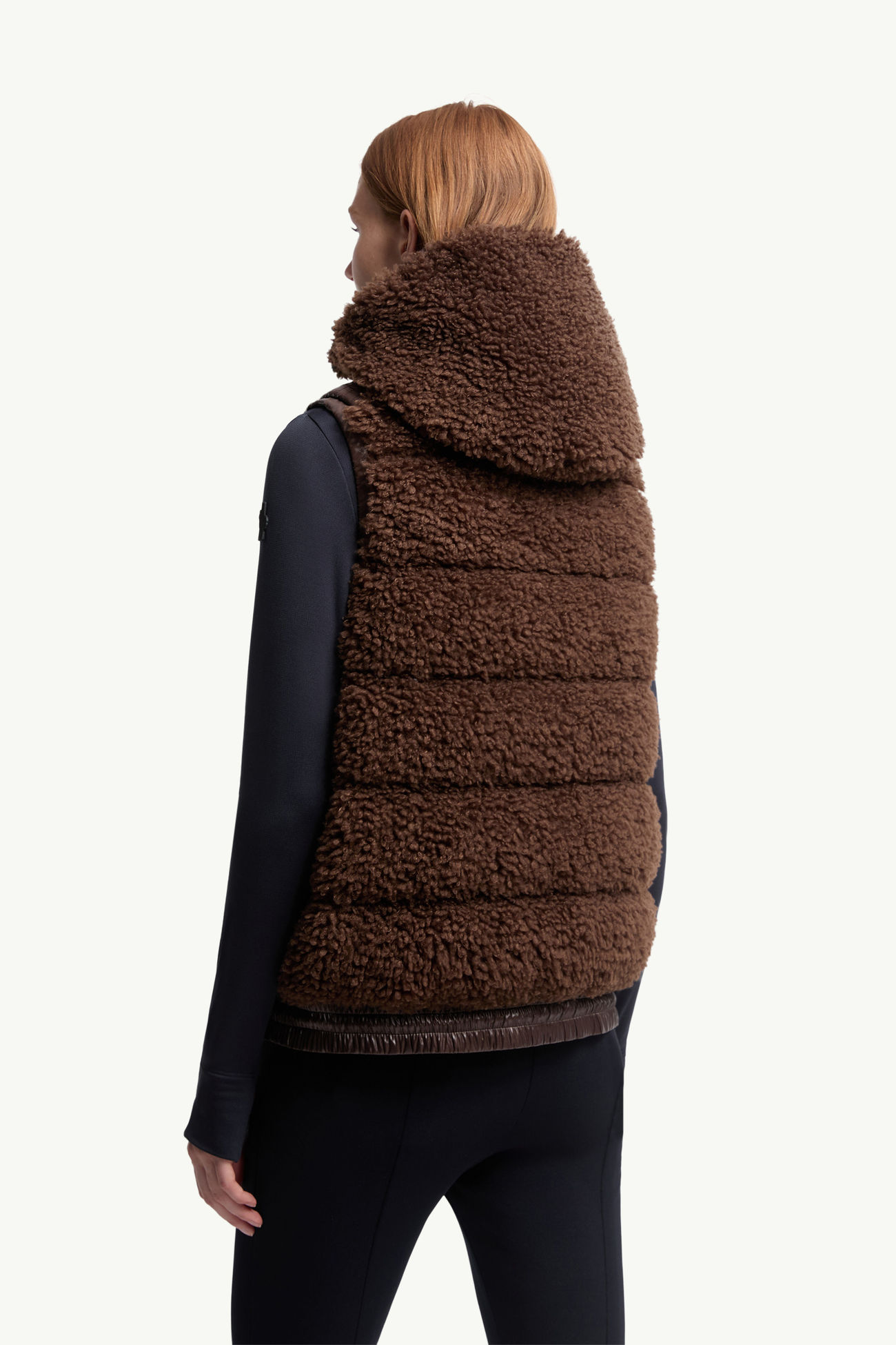 夾層泰迪布拉鏈背心 女士 啡色 Moncler 4