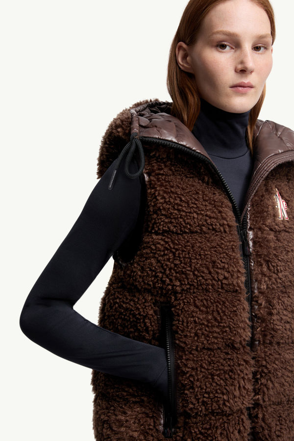 Teddy Padded Gilet Women Brown Moncler 5