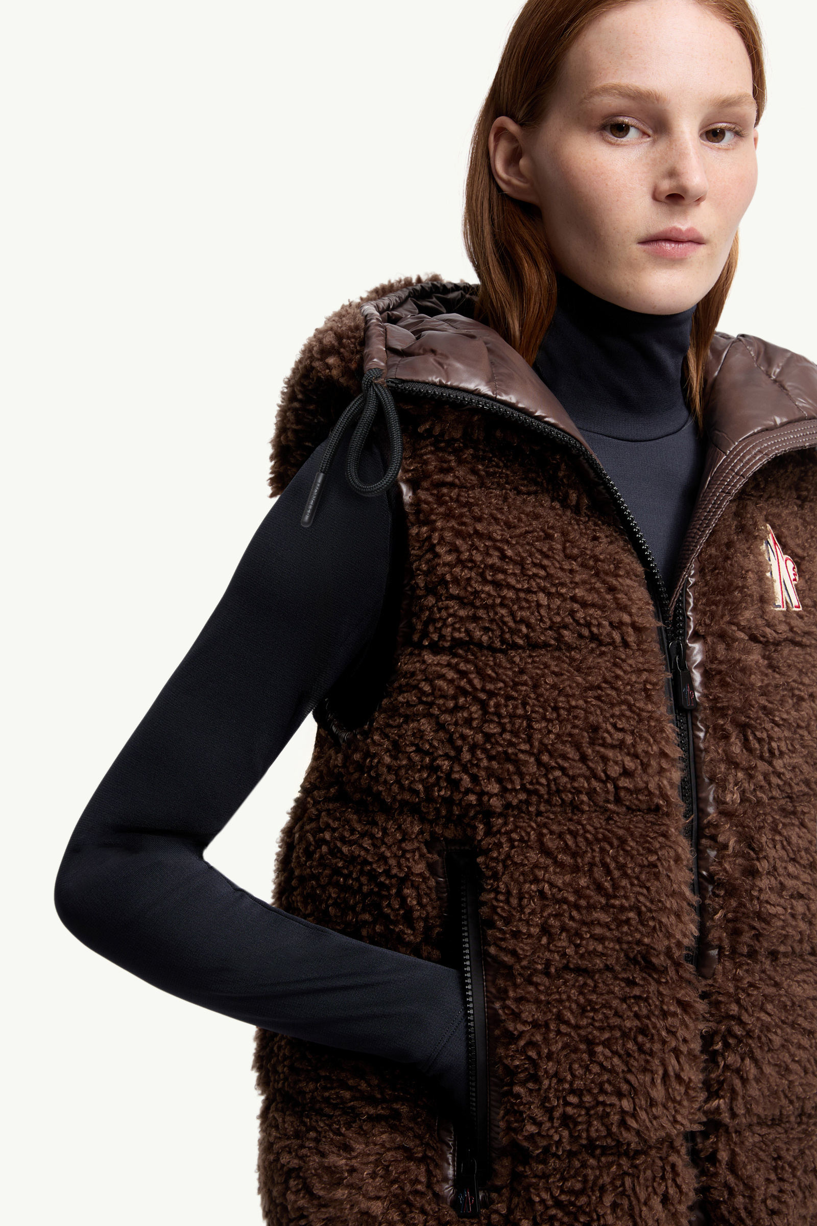 Teddy Padded Gilet Women Brown Moncler 5