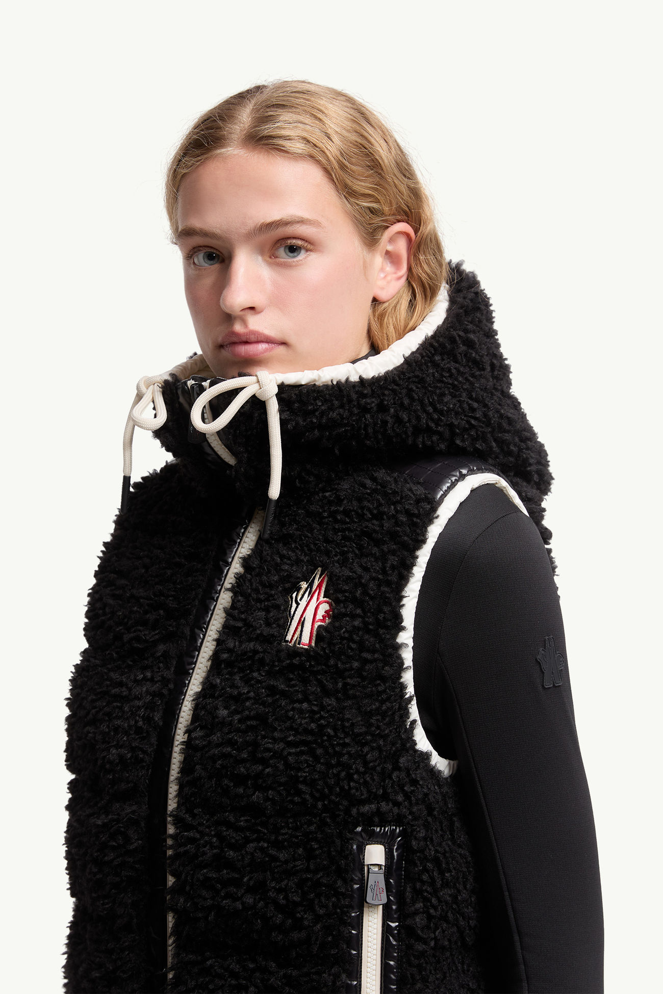 Gilet zippé en teddy matelassé Femmes Noir Moncler 1