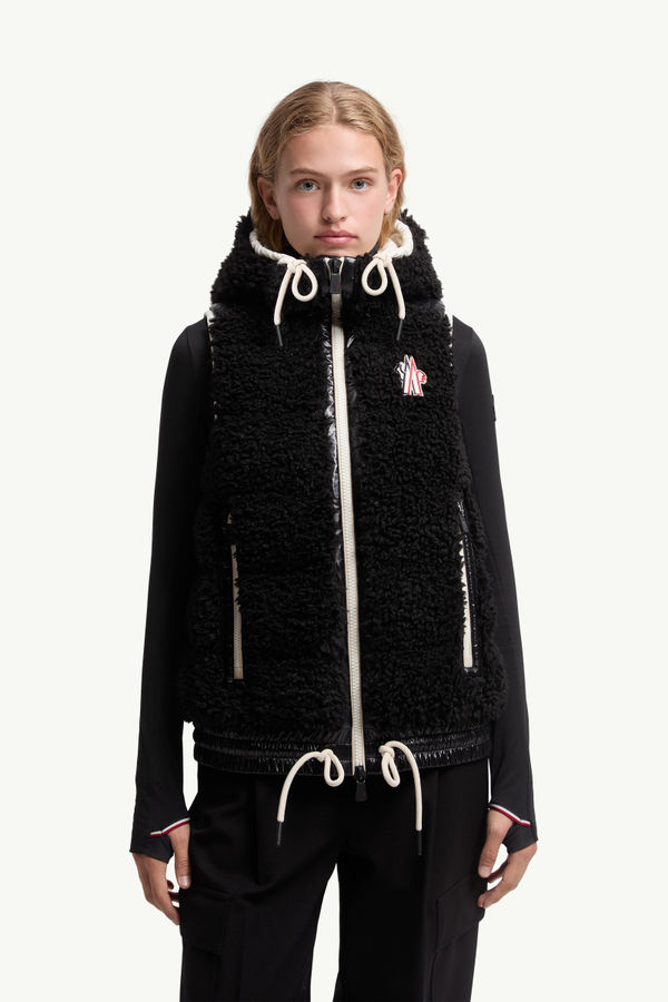 Gilet imbottito effetto teddy Donna Nero Moncler 3