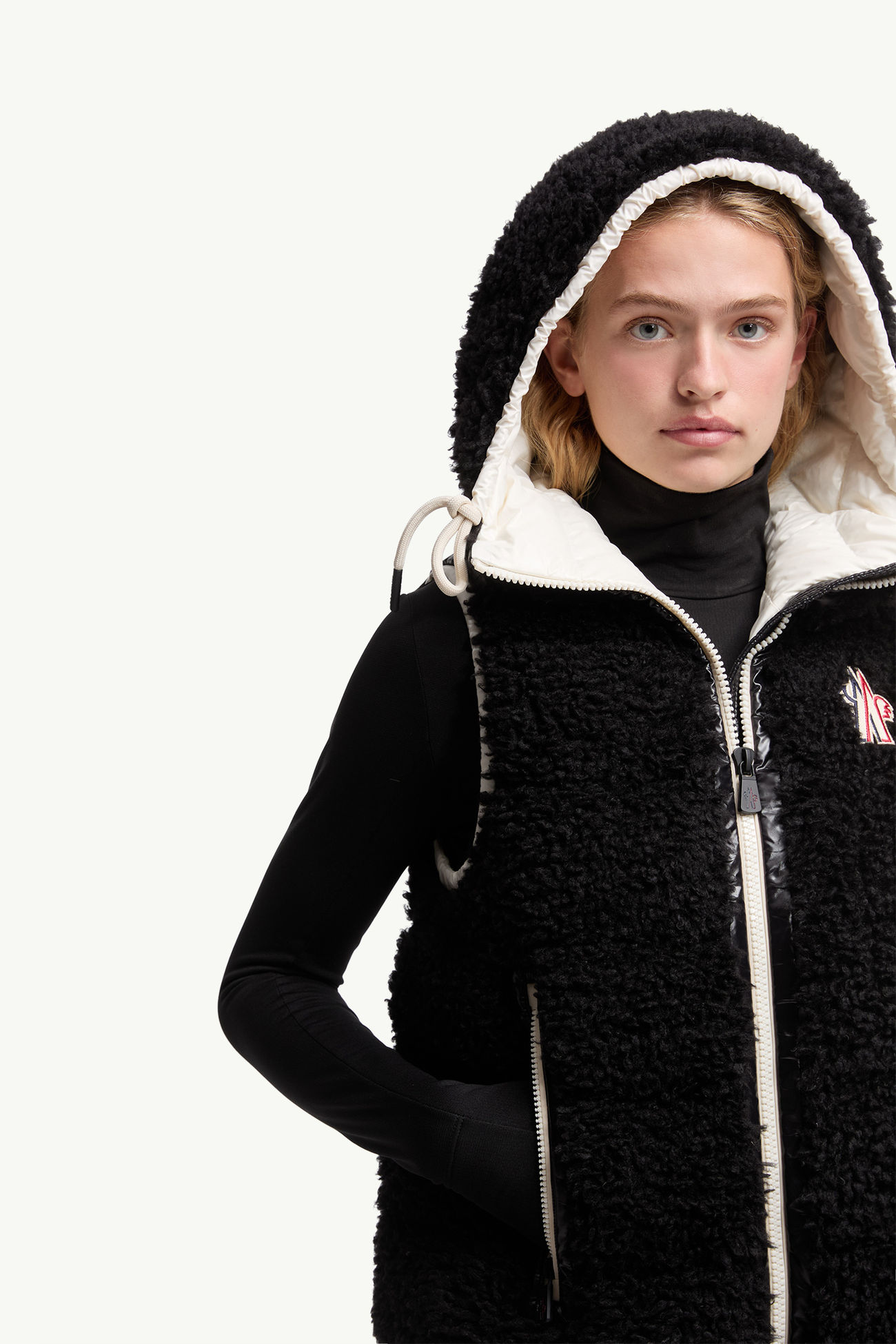 Gilet zippé en teddy matelassé Femmes Noir Moncler 5