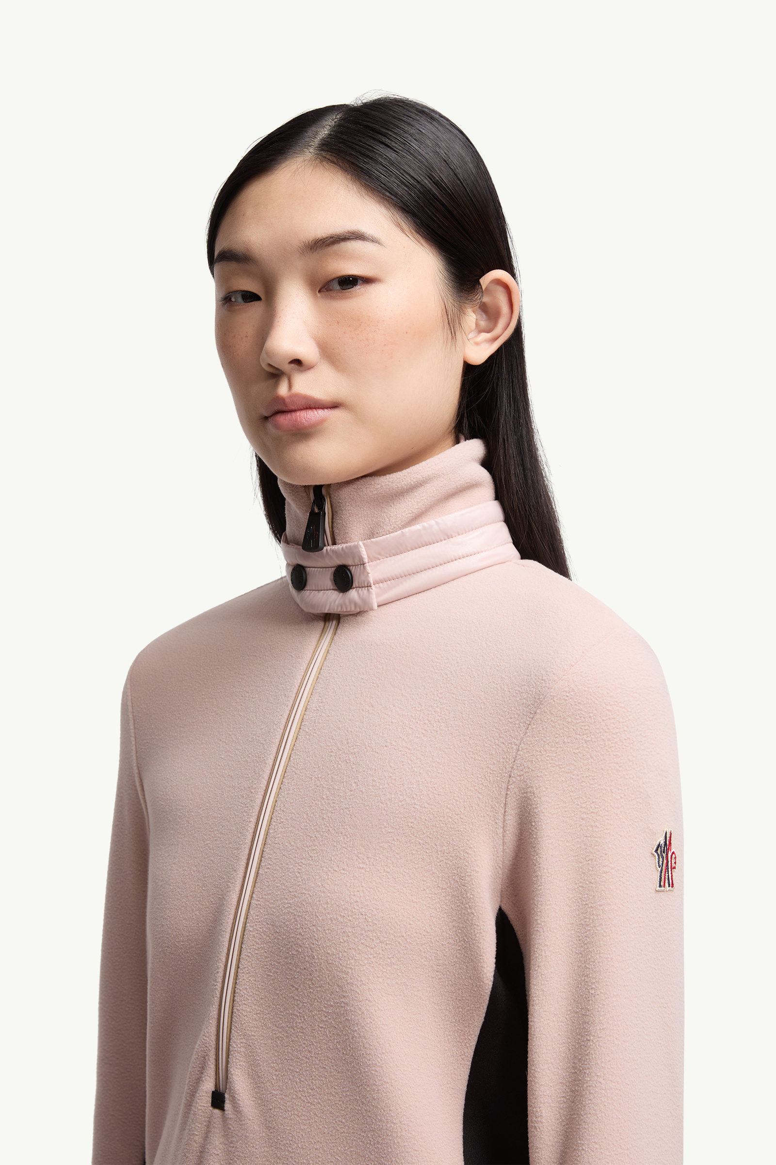 Half-Zip Sweatshirt Women Light Pink Moncler 1