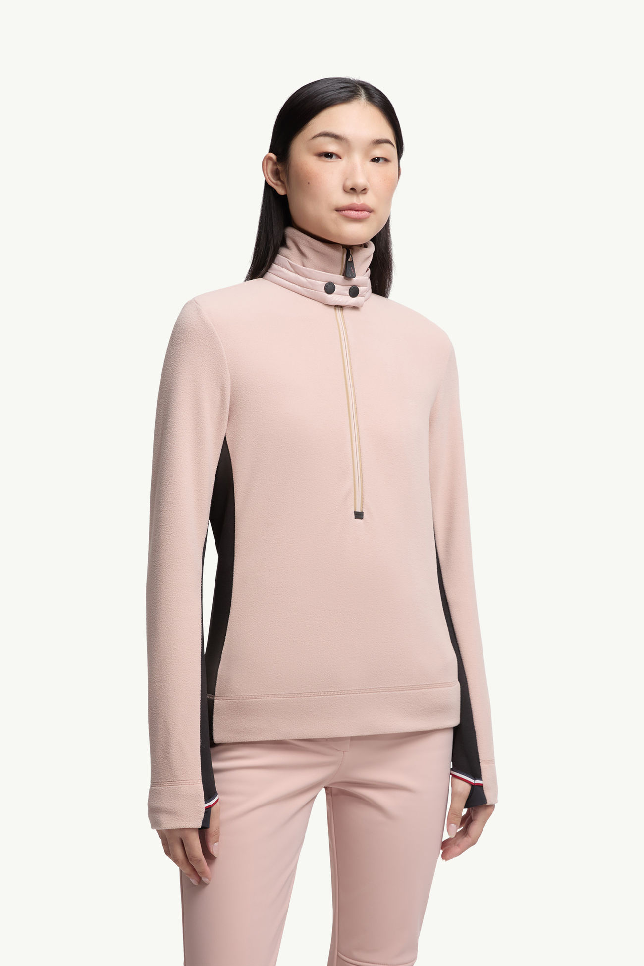 Sweatshirt mit halbem Reißverschluss Damen Hellpink Moncler 3