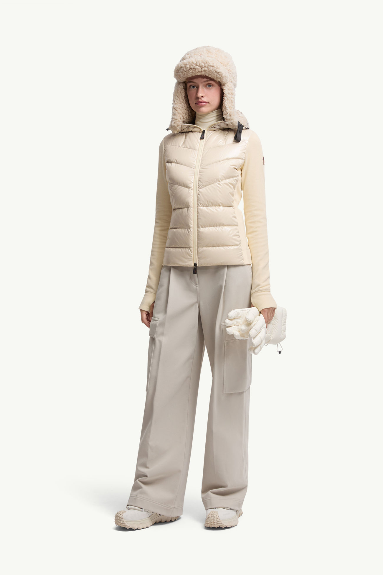 夾層抓毛拉鏈連帽衫 女士 白色 Moncler 0