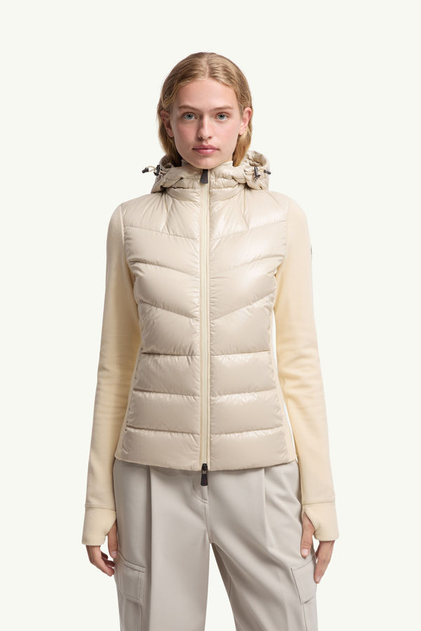 Felpa imbottita in pile con zip e cappuccio Donna Bianco Moncler 3